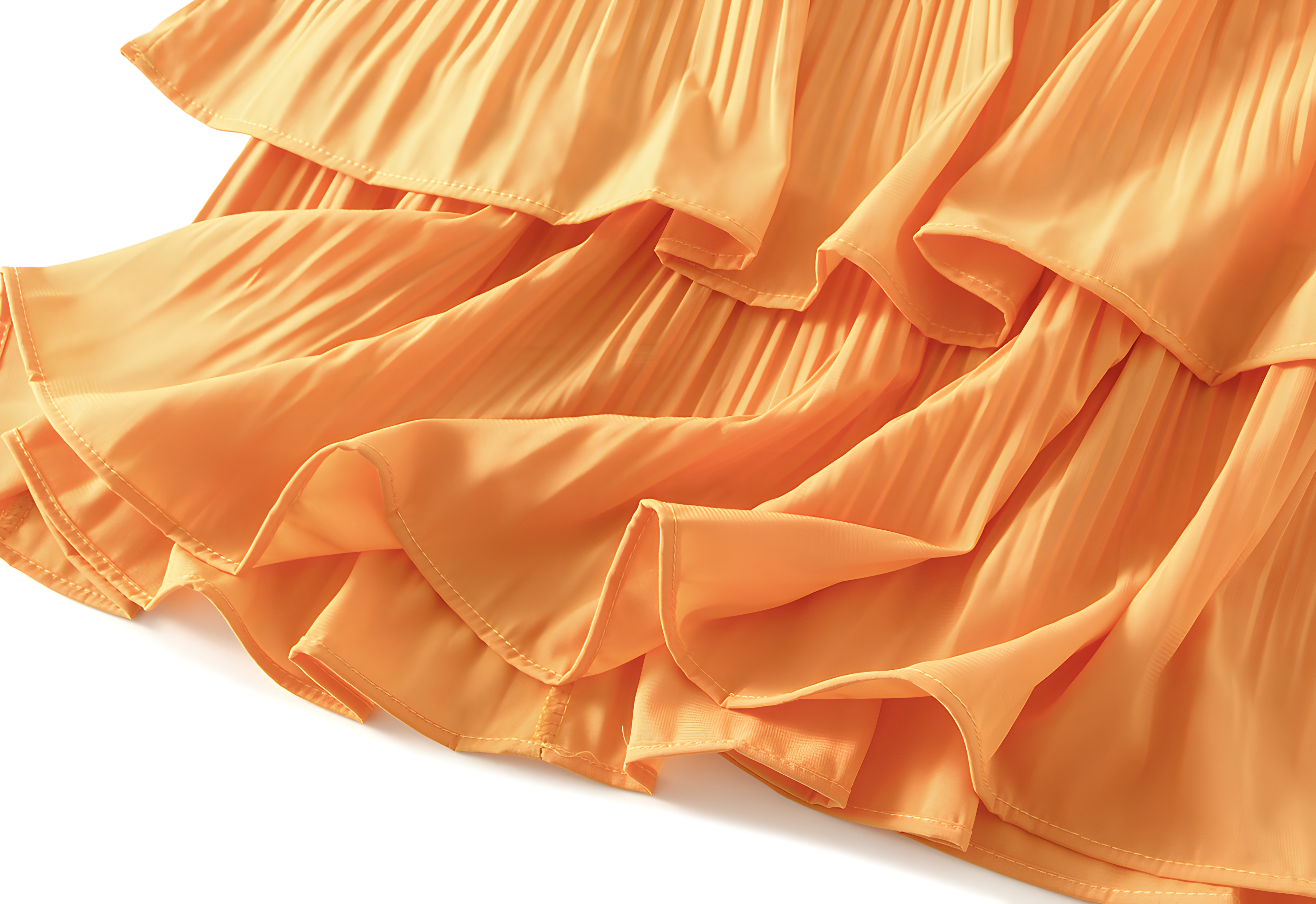 Mushroom Edge Pleated Skirt With Satin Lining - 1020_ORANGE