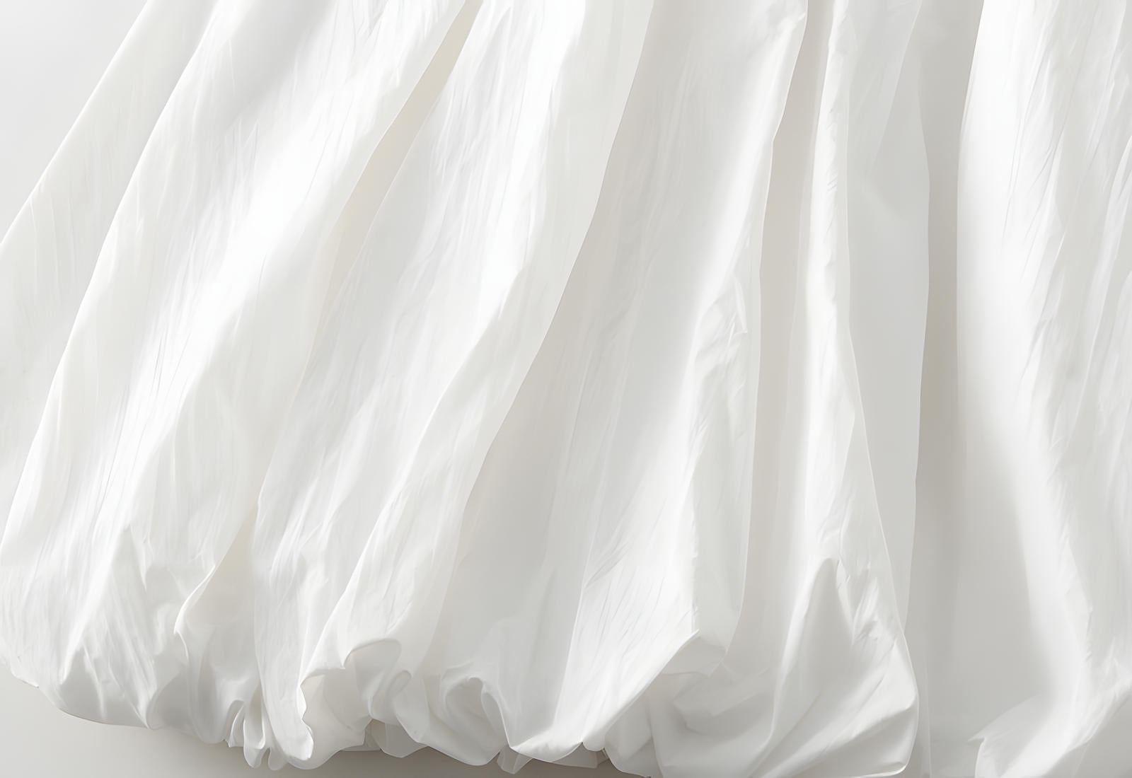 A-line High Waisted Mid Length Lantern Skirt With Both Side Pockets - 0503_WHITE