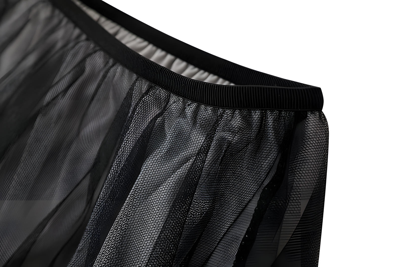 Multitier Irregular Mesh Black And Grey Gradient Skirt  - 8797_BLACK GREY