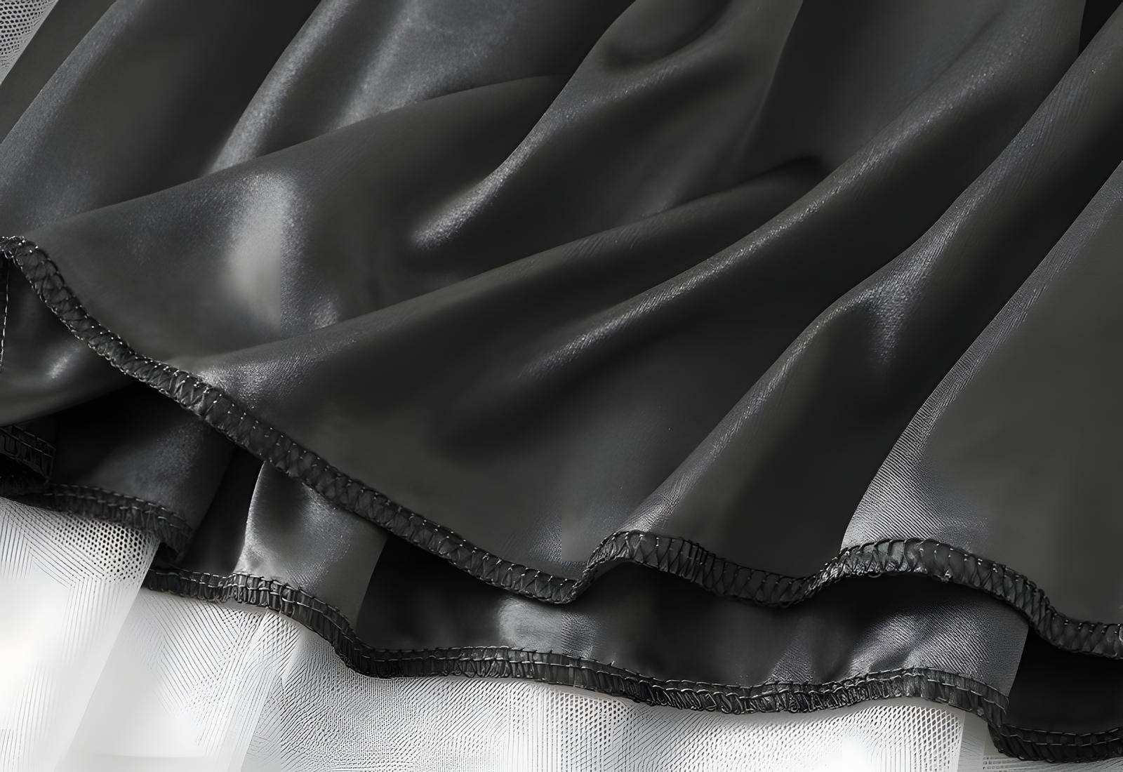 Mesh Multilayer Gradient Short Skirt With Satin Lining - 1365_GREY