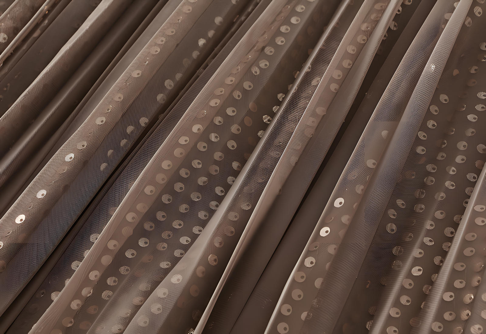 Multilayer Mesh and Sequinned A-Line Skirt with Satin Lining - K503_KHAKI