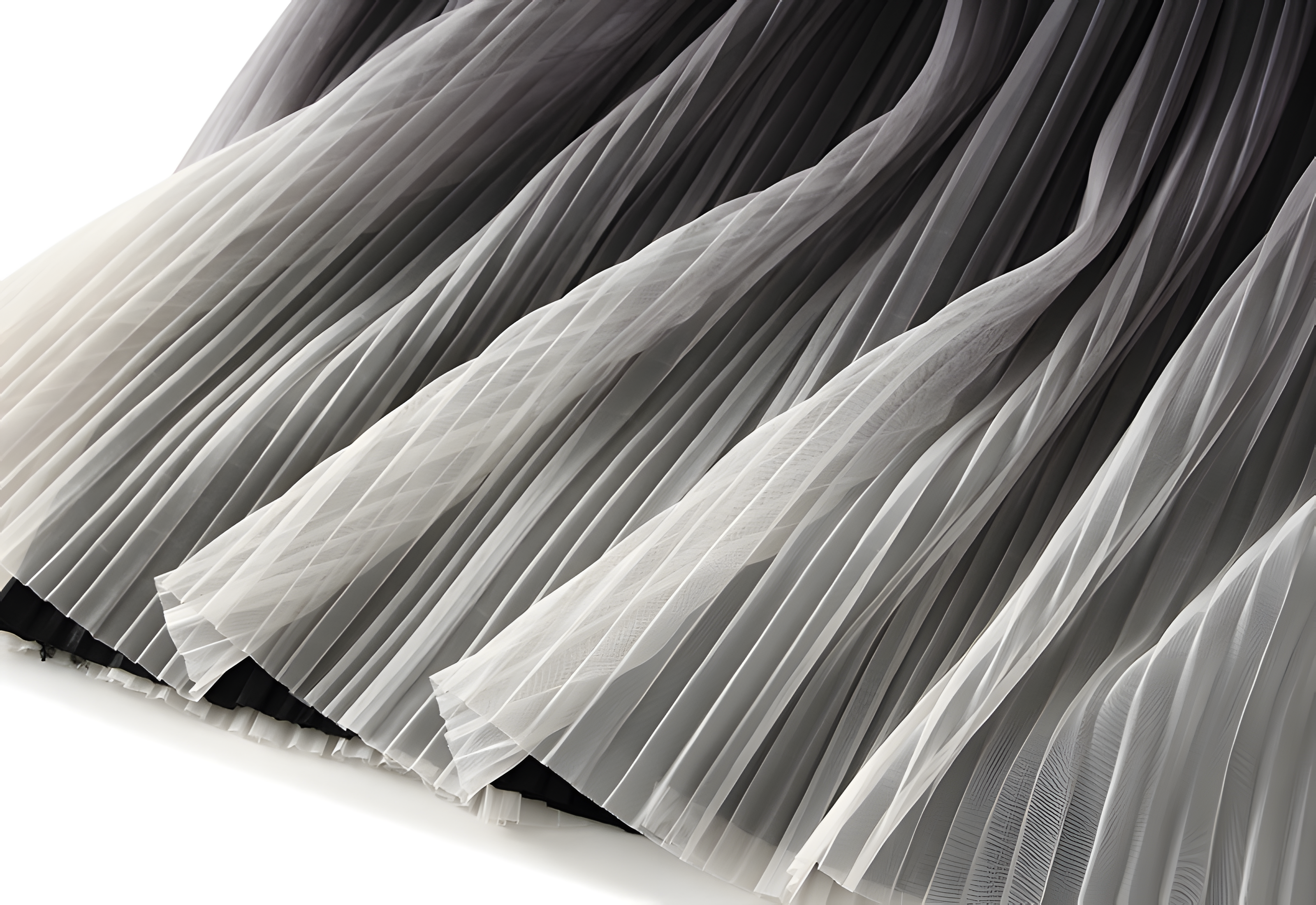 Elegant Luxury Gradient Multilayer A-Line Mesh Skirt - 0872_BLACK