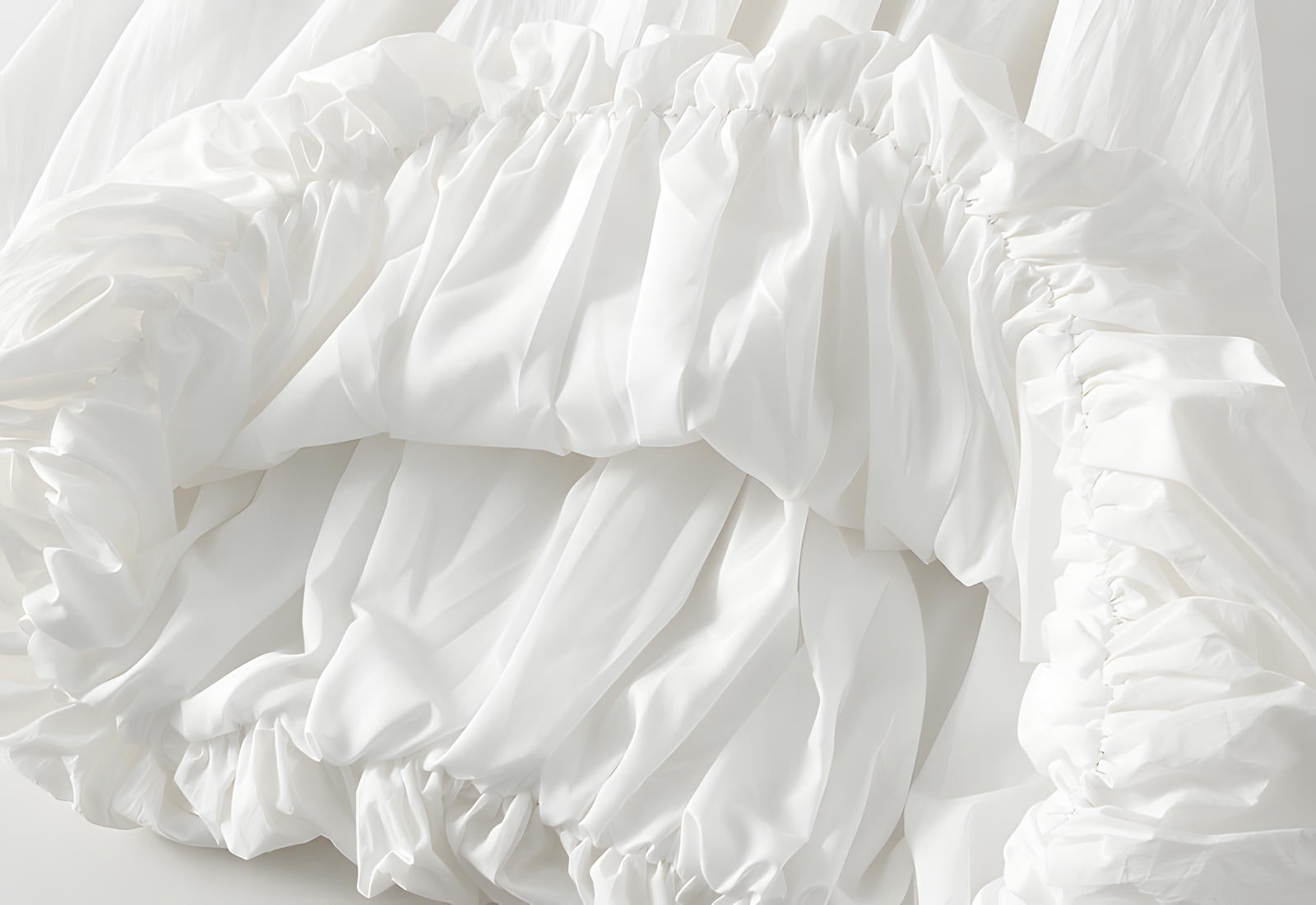 A-line High Waisted Mid Length Lantern Skirt With Both Side Pockets - 0503_WHITE