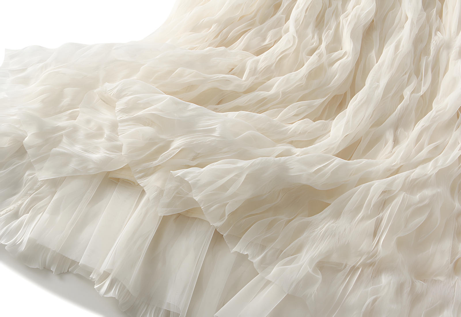 Multilayer Ripple Self Design A-Line Skirt	- J895_APRICOT