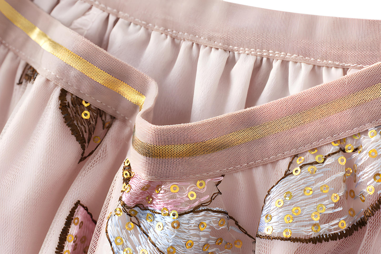 Exquisite Dragonfly Heavy Embroidery Skirt with Intricate Details - 8649_PINK