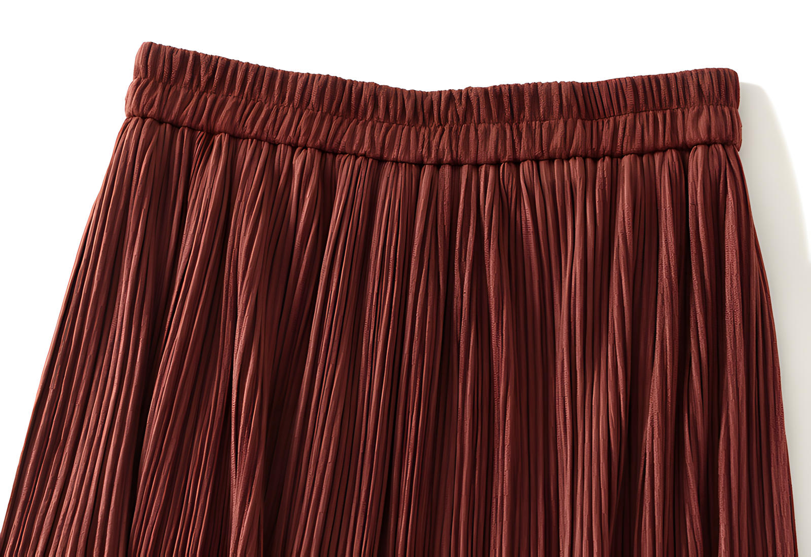 Micro Pleated Velvet A - Line Retro Skirt in Brick Red - 1911_BRICKRED