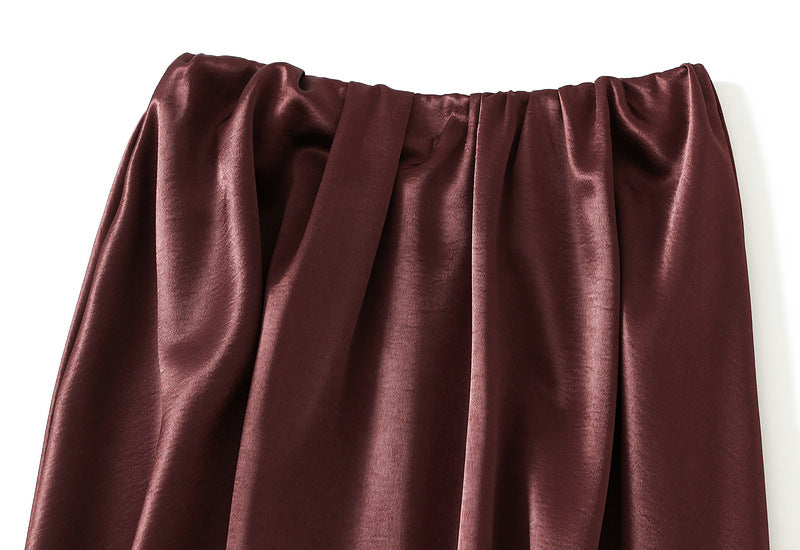 Luxe Satin Drape A-Line Skirt with Fluid Elegance - 9903-1_WINERED_L