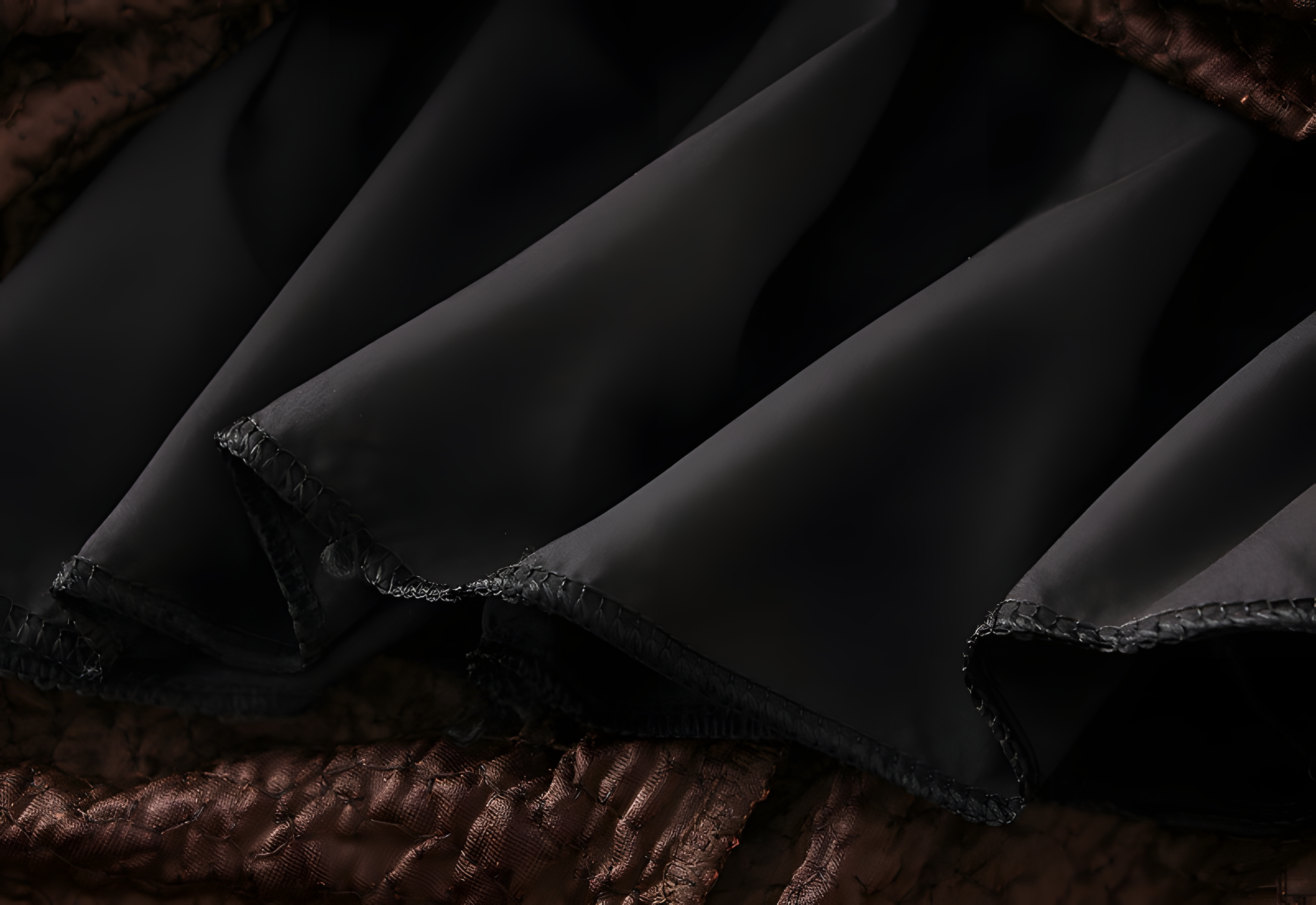 Heavy Sequinned Hip Skirt With Back Slit - D8035_COFFEE