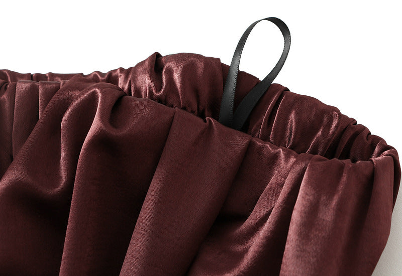 Luxe Satin Drape A-Line Skirt with Fluid Elegance - 9903-1_WINERED_L