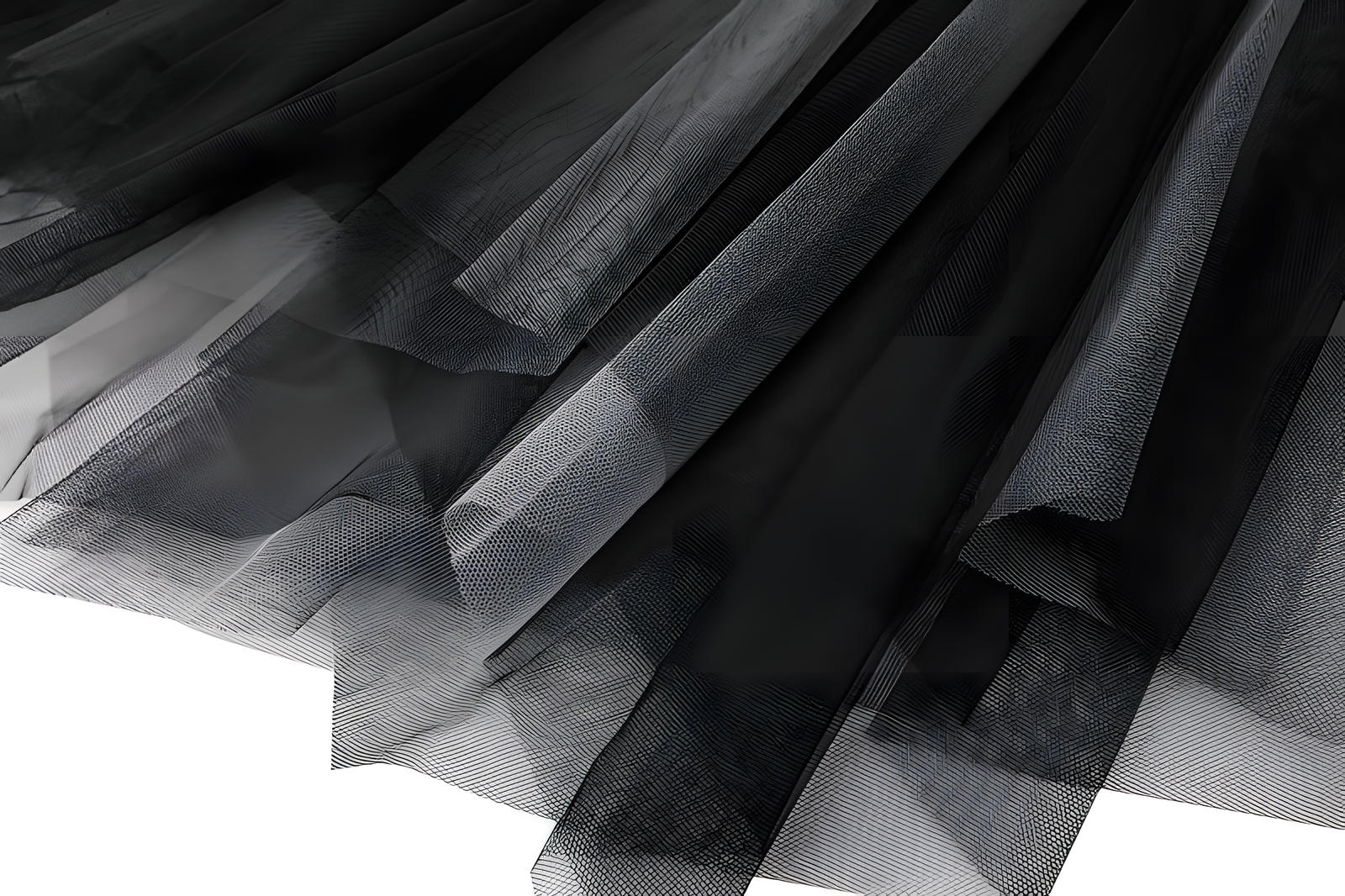 Multitier Irregular Mesh Black And Grey Gradient Skirt  - 8797_BLACK GREY