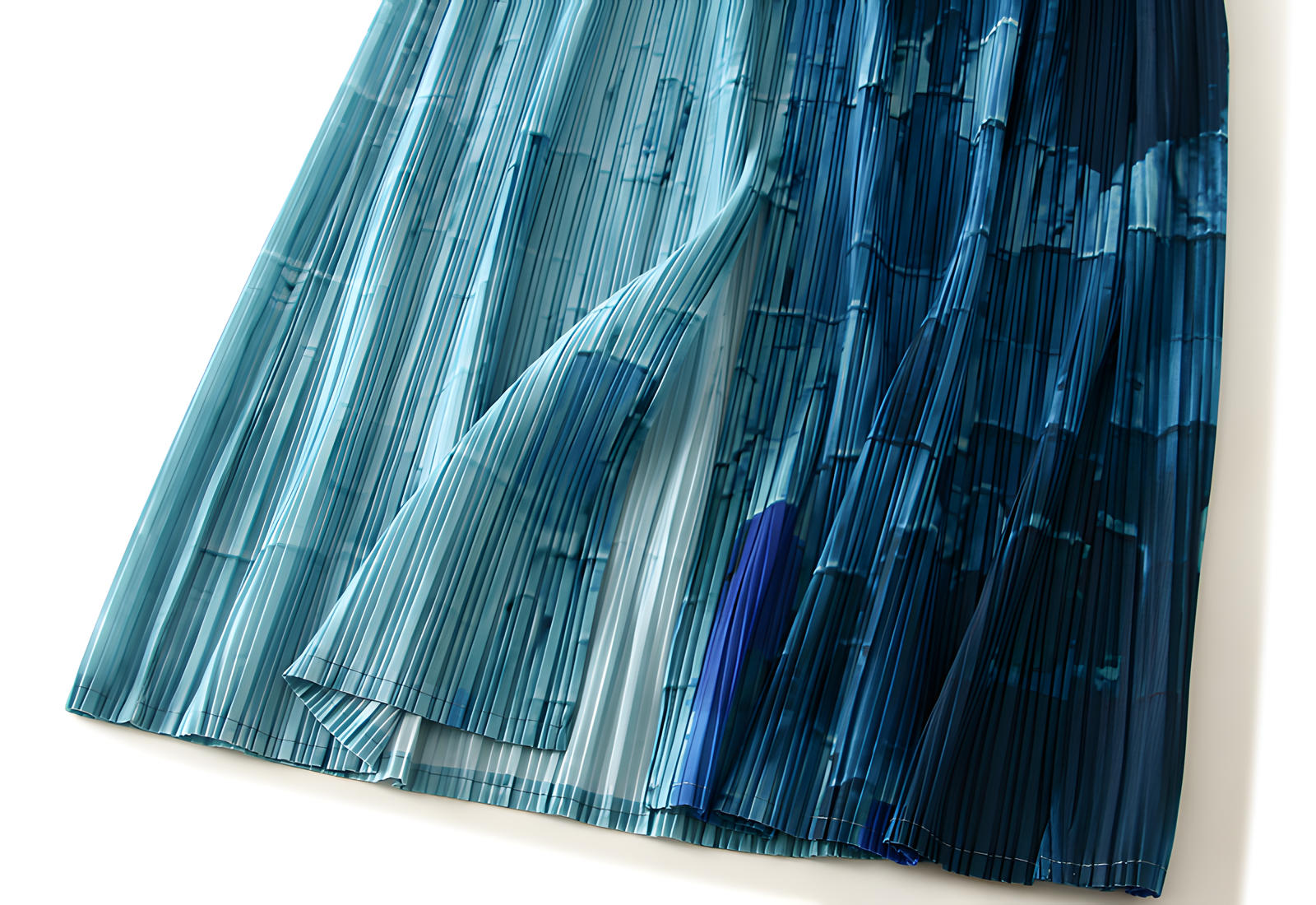 Miyaki Fold Self-Texture Back Slit Gradient Skirt - 0835_BLUE