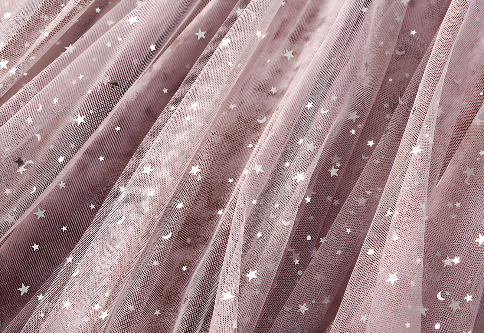 Fluffy Star Sequin Irregular Mesh And Velvet Skirt - 0310_PINK