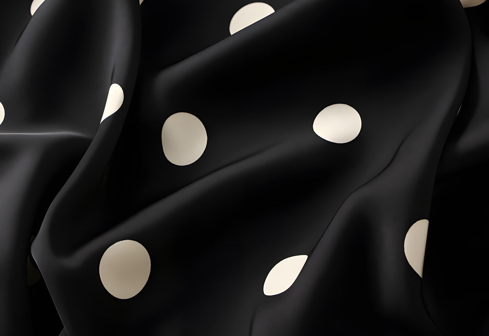 Polka Dot Retro A Line Satin Skirt - 9830_Big_BLACK