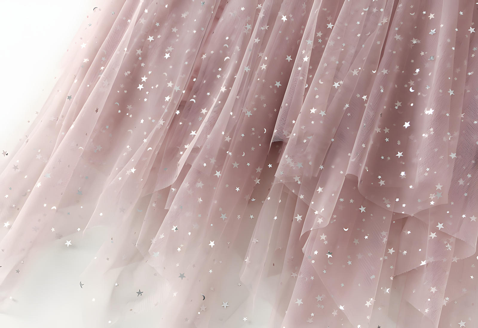 Fluffy Star Sequin Irregular Mesh And Velvet Skirt - 0310_PINK