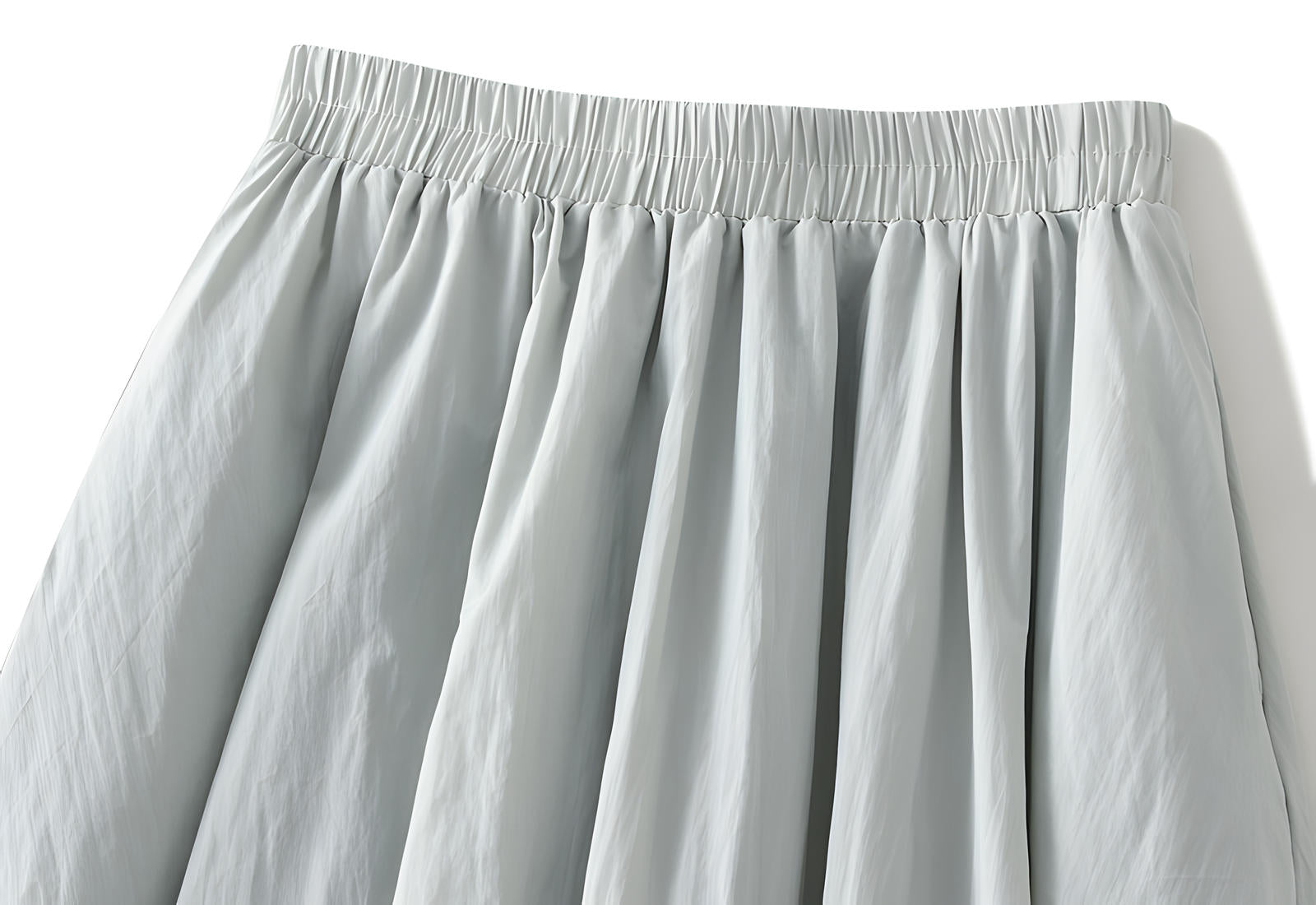 A-line High Waisted Mid Length Lantern Skirt With Both Side Pockets - 0503_GREEN