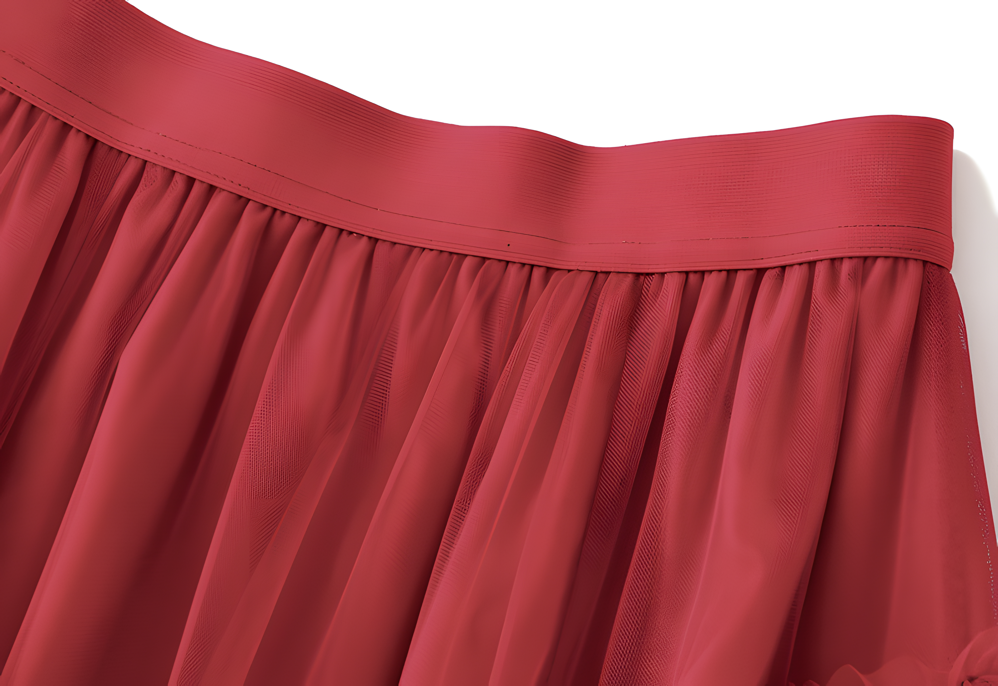 Heavy Mesh Gauze Skirt With Satin Lining - 1380_RED