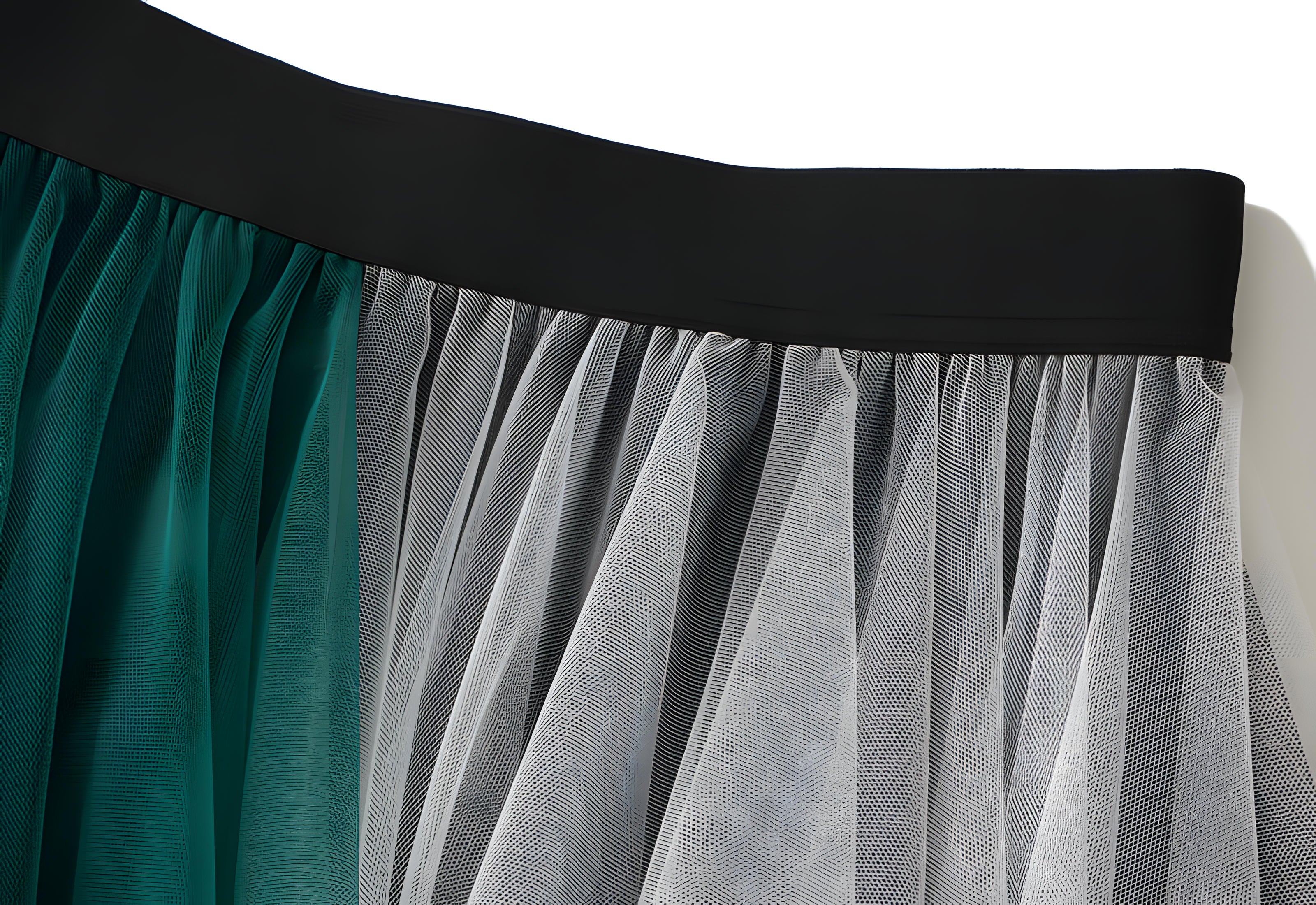 Multilayer Irregular Three Color Mesh Skirt - 8063_WHITE AND GREEN