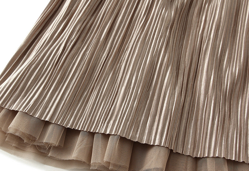 Double Sided Fishtail Gored Mesh Skirt - 1909_KHAKI