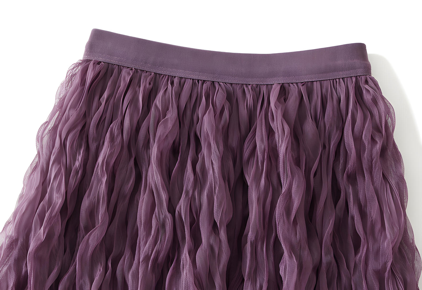 Multilayer Ripple Self Design A-Line Skirt	- J895_PURPLE