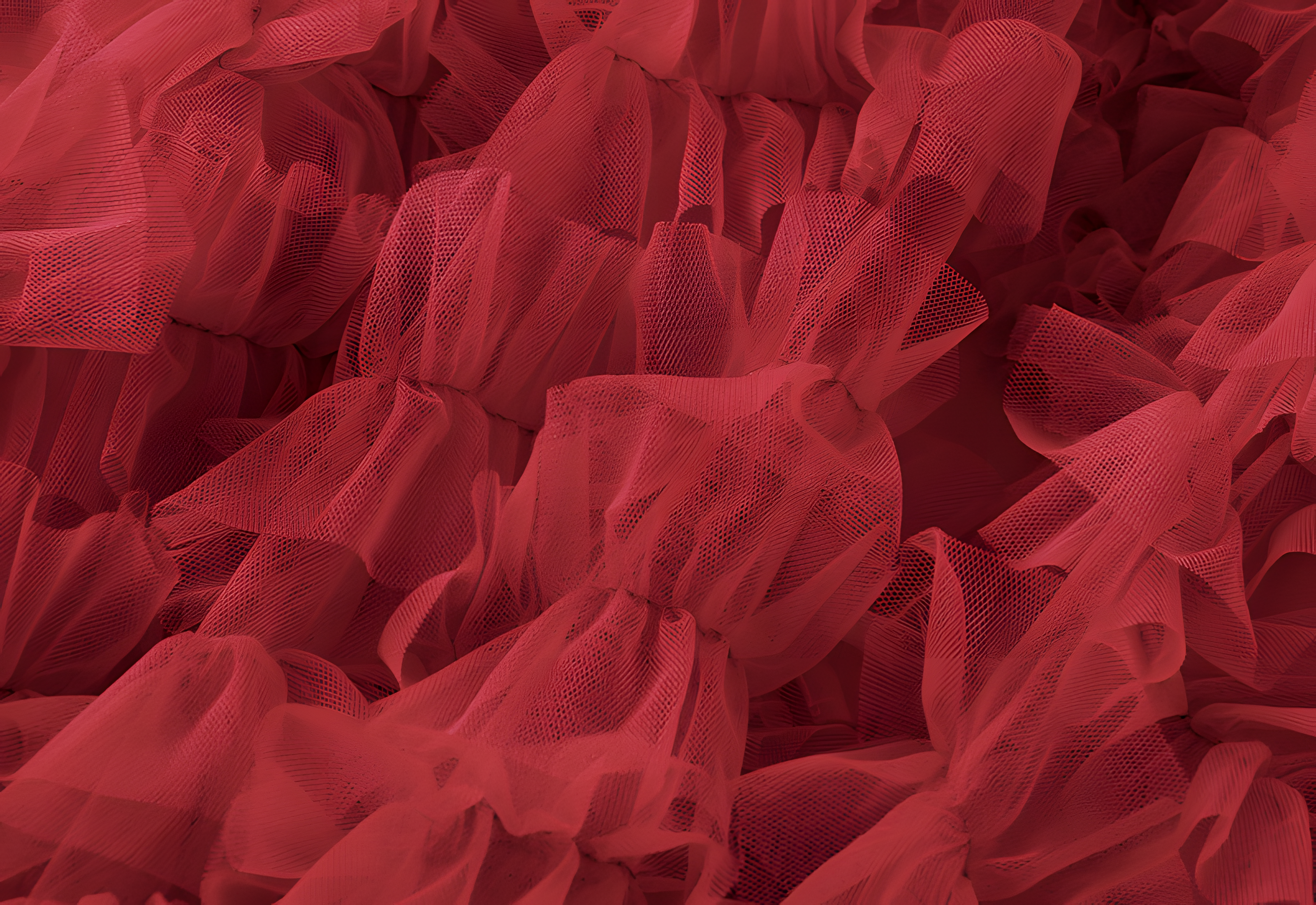 Heavy Mesh Gauze Skirt With Satin Lining - 1380_RED