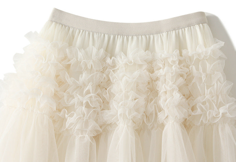 Whimsical Charm Layered Mesh Skirt - 1511_APRICOT