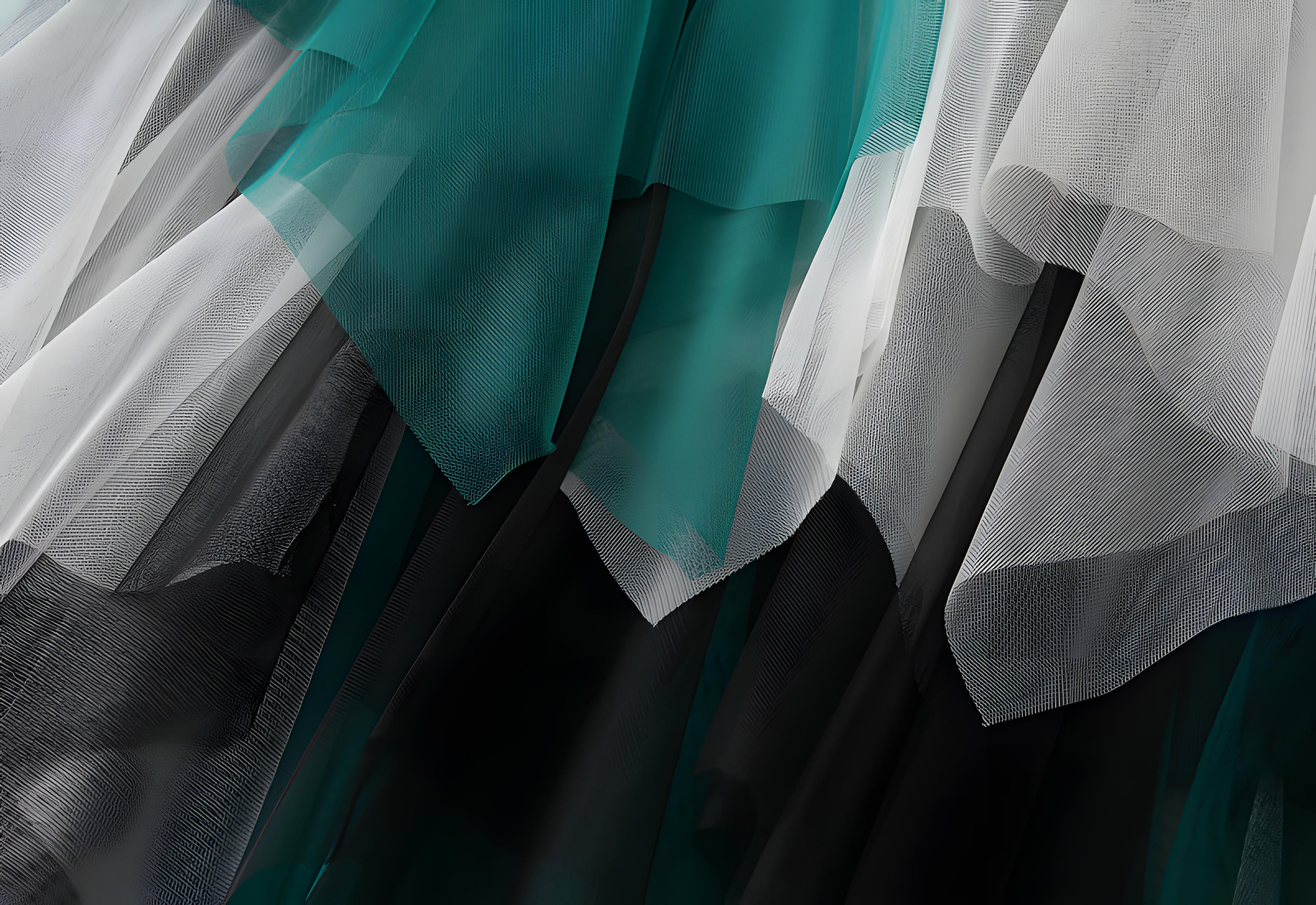 Multilayer Irregular Three Color Mesh Skirt - 8063_WHITE AND GREEN