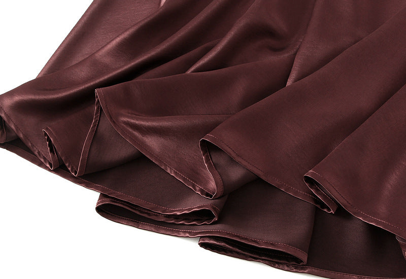 Luxe Satin Drape A-Line Skirt with Fluid Elegance - 9903-1_WINERED_L