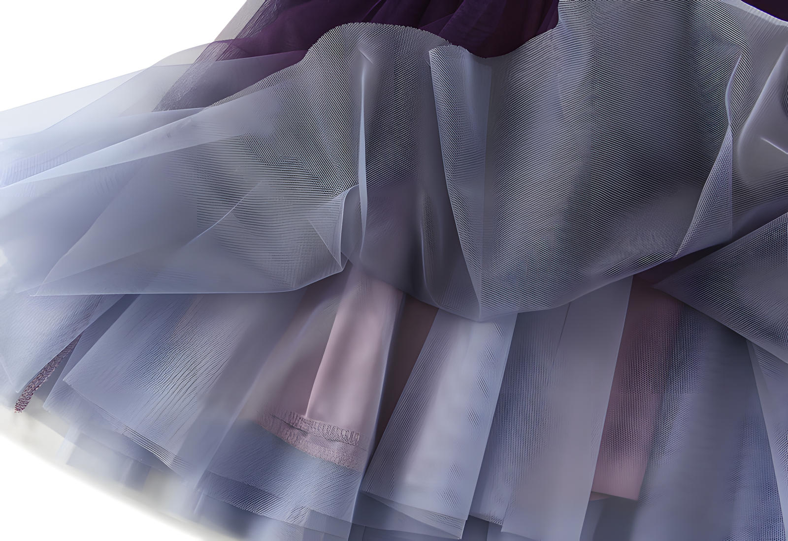 Mesh Multilayer Gradient Short Skirt With Satin Lining - 1365_PURPLE