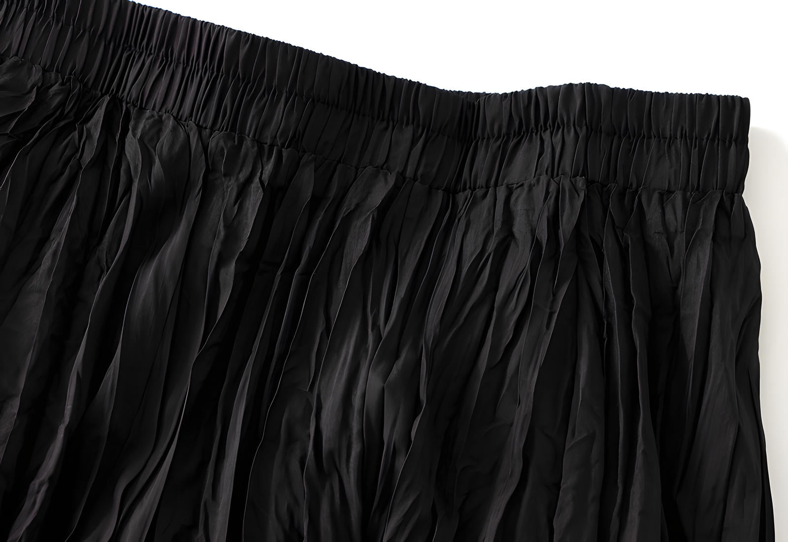 Crushed Self Design Pleated A-Line Skirt	- 0323_BLACK
