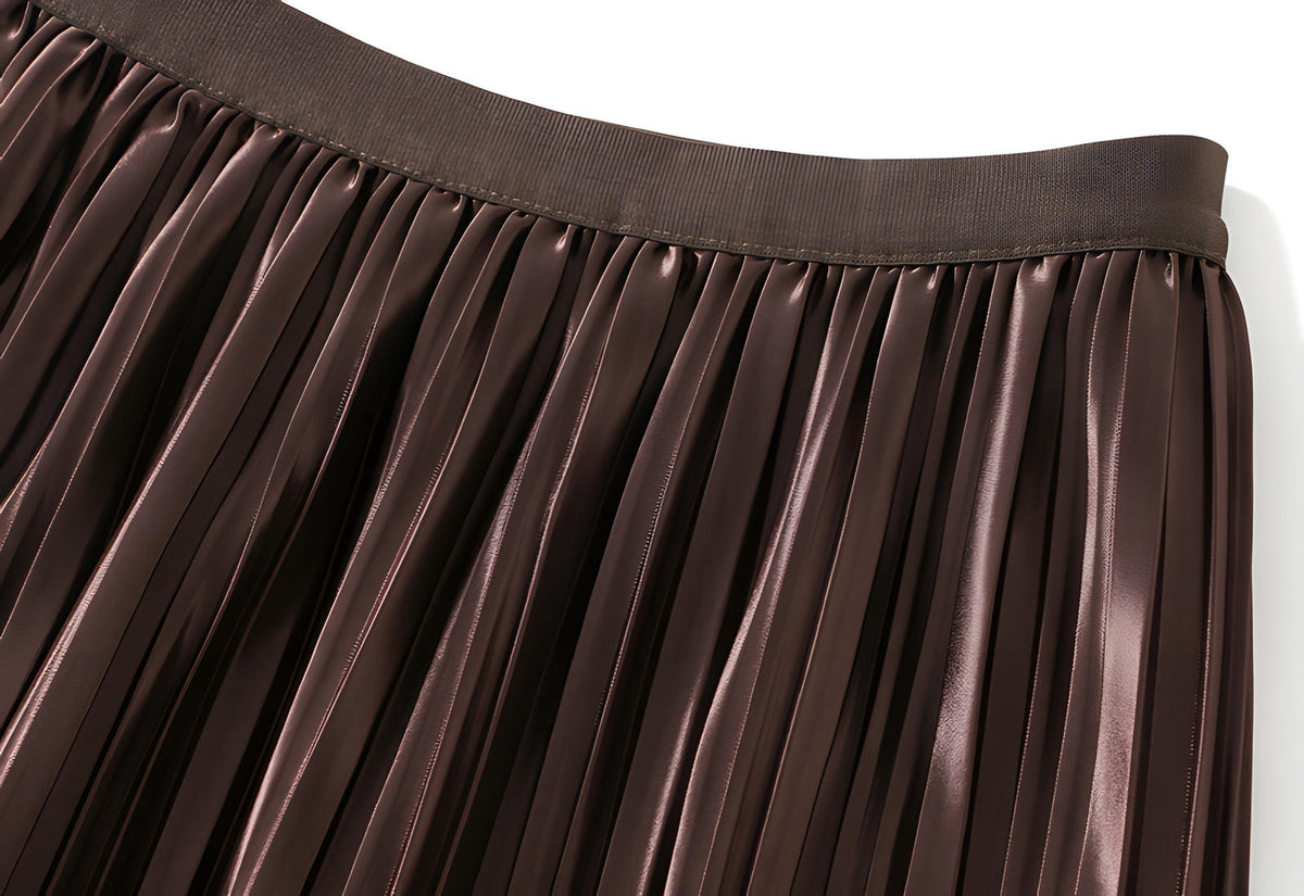 Womens Skirts Brown Leather Skirt Oasis Multi Layer Pleated