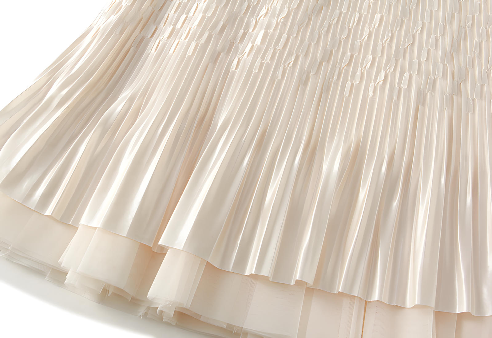 Mesh Multilayer Reversible Embossed Velvet Lining Skirt - 3613_APRICOT