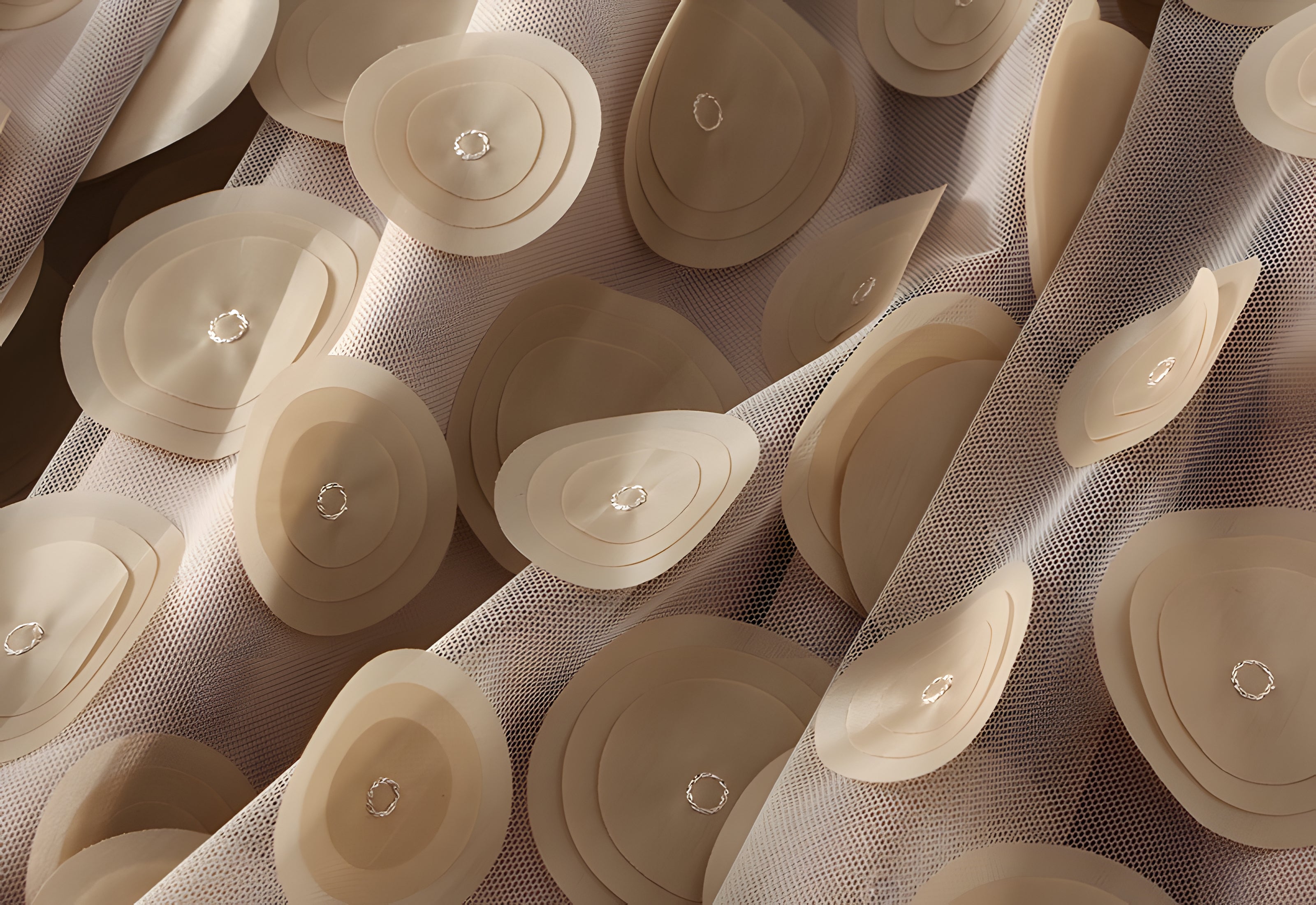 Polka Dot Hepburn Style Umbrella Mesh Skirt - 0931_KHAKI