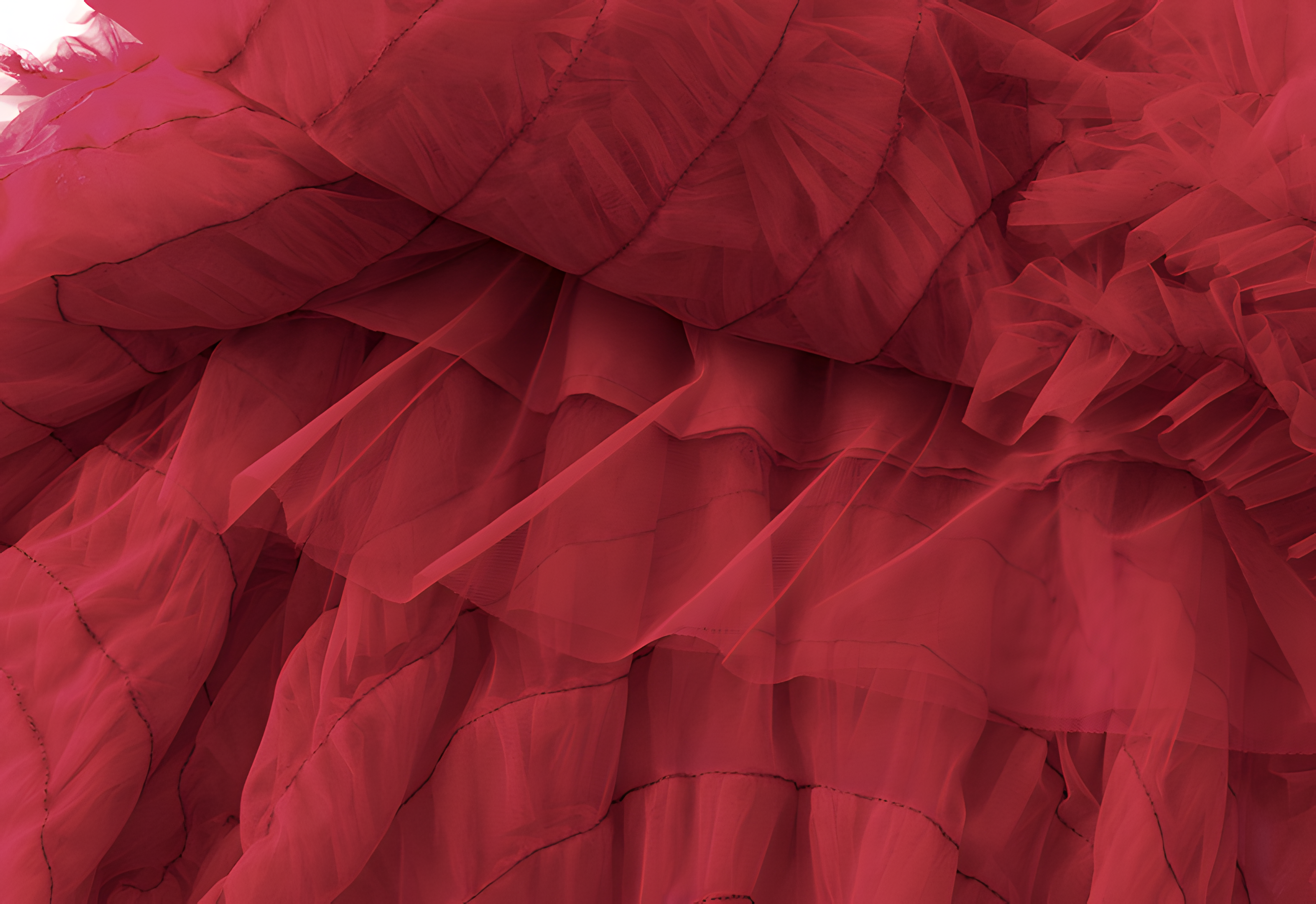 Heavy Mesh Gauze Skirt With Satin Lining - 1380_RED