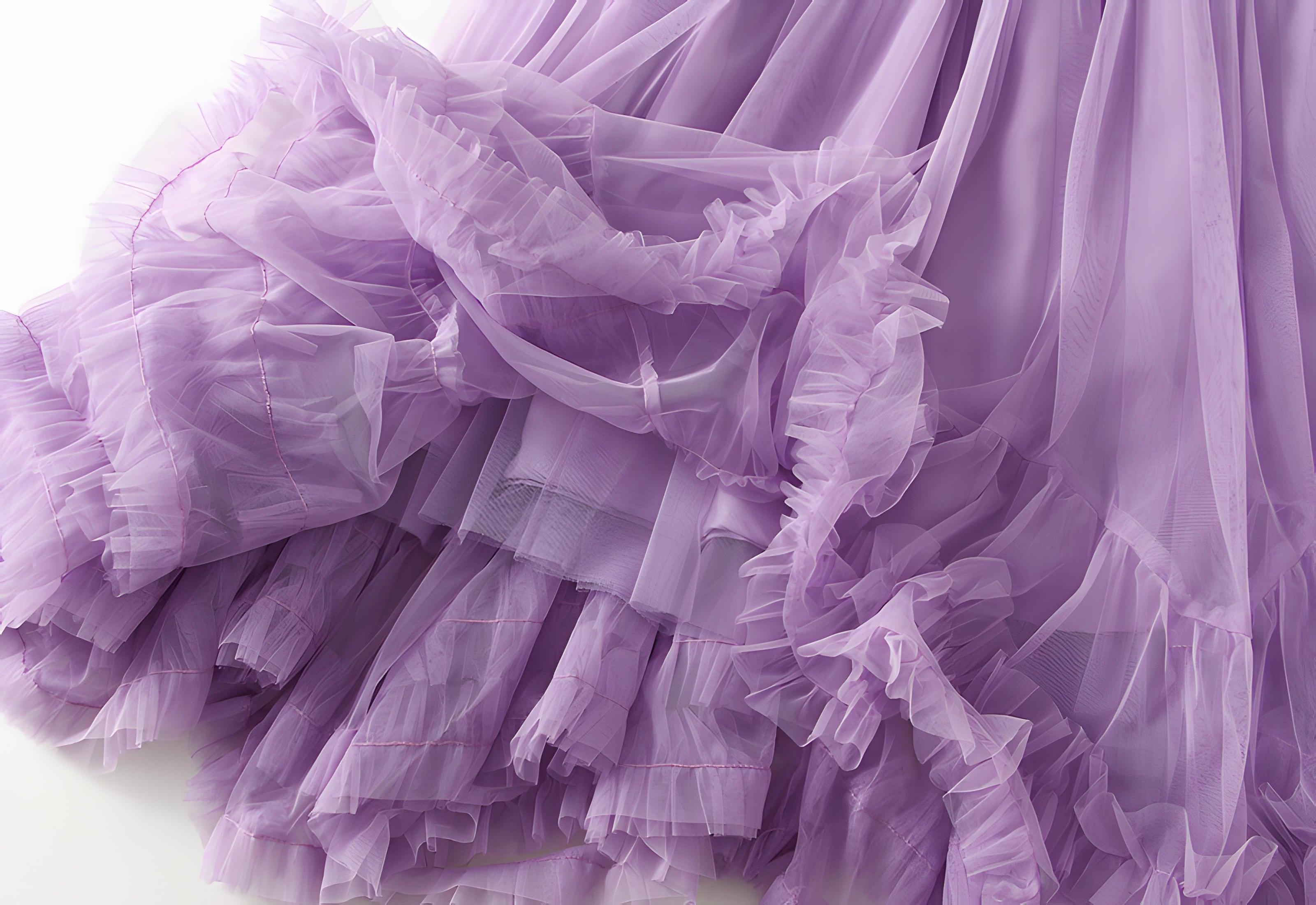 Extra large Hem Multilayer A-Line Mesh Skirt - 8023_PURPLE