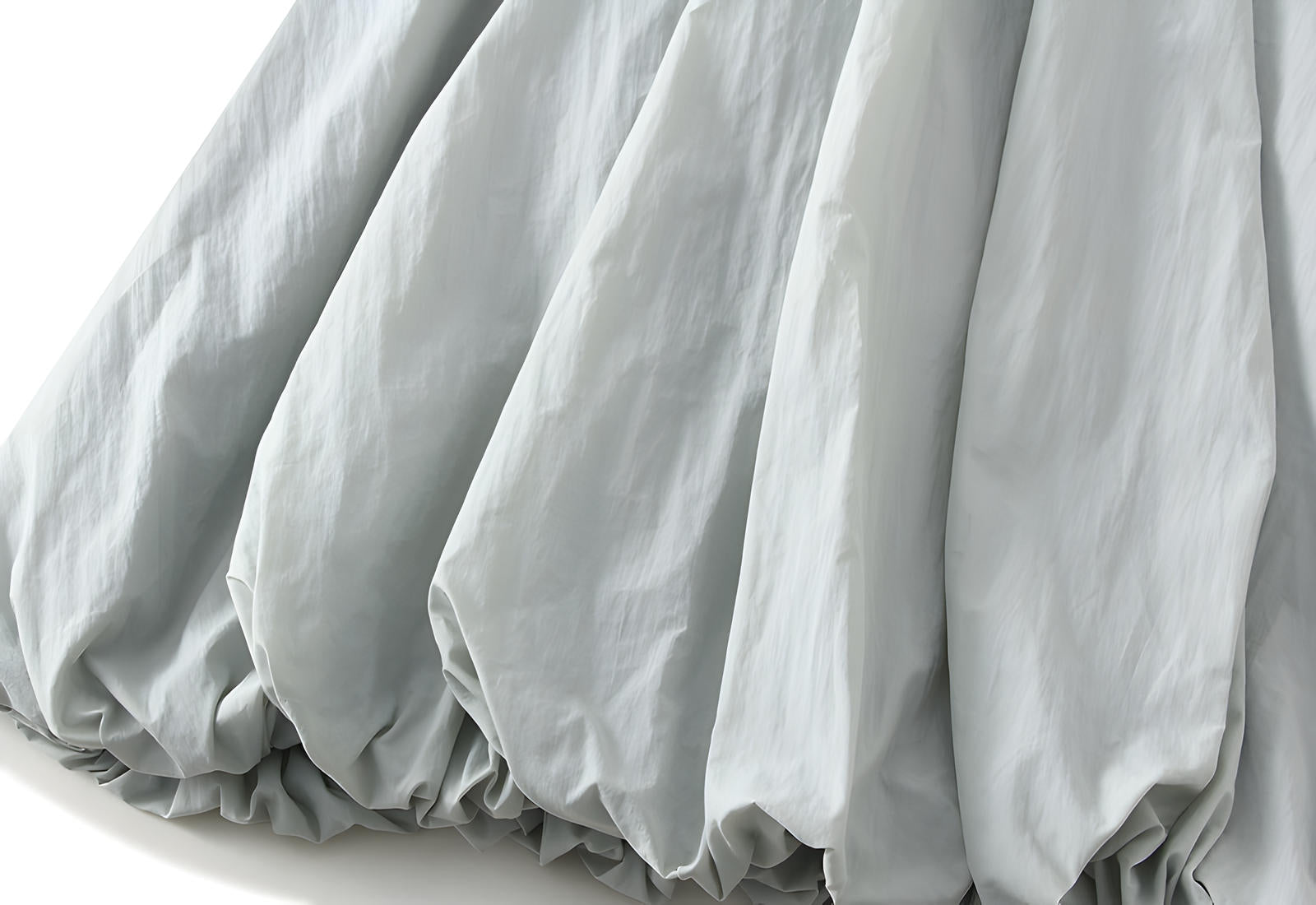 A-line High Waisted Mid Length Lantern Skirt With Both Side Pockets - 0503_GREEN