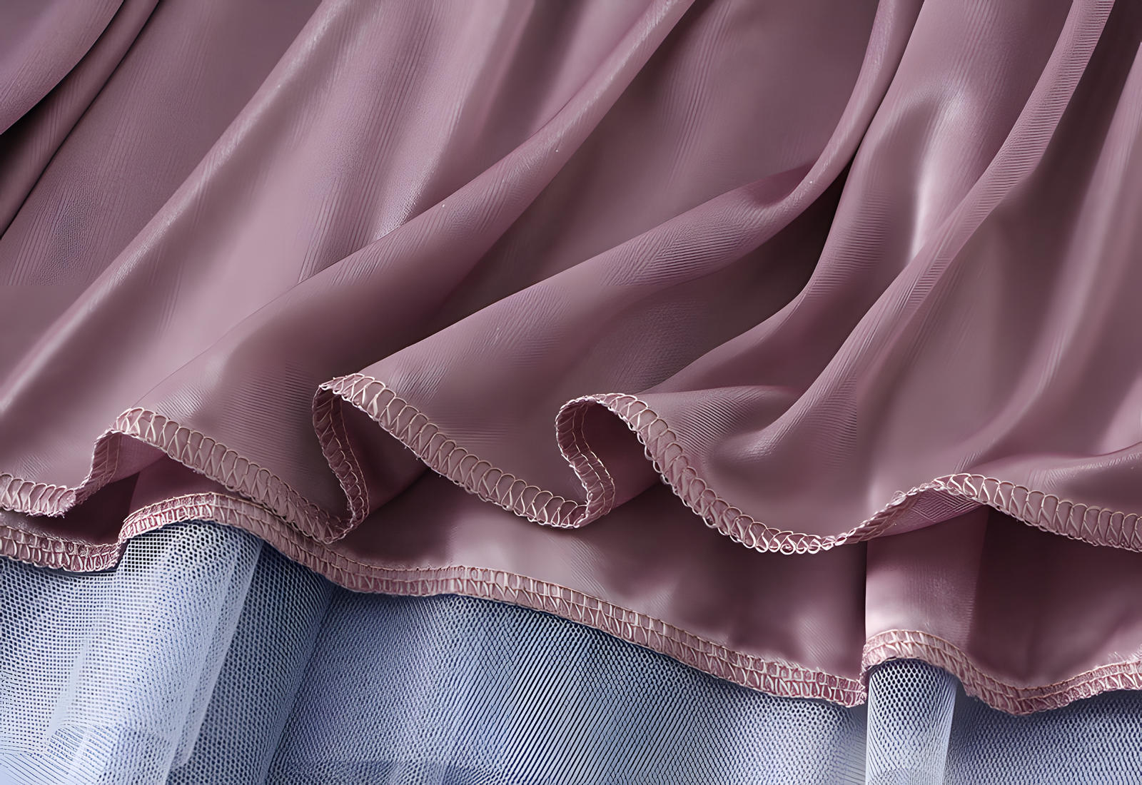 Mesh Multilayer Gradient Short Skirt With Satin Lining - 1365_PURPLE