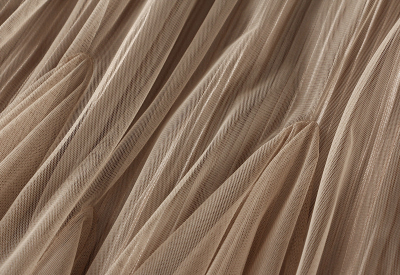 Double Sided Fishtail Gored Mesh Skirt - 1909_KHAKI