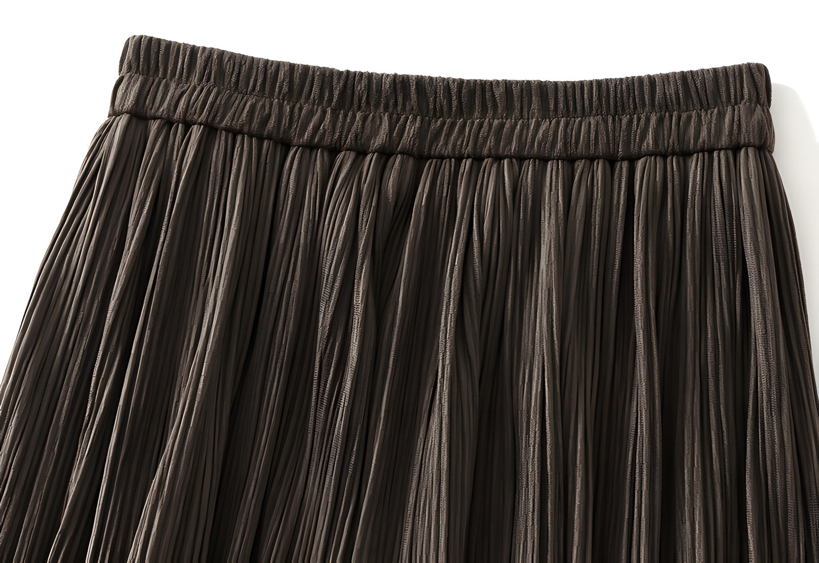Micro Pleated Velvet A - Line Retro Skirt in Khaki - 1911_KHAKI
