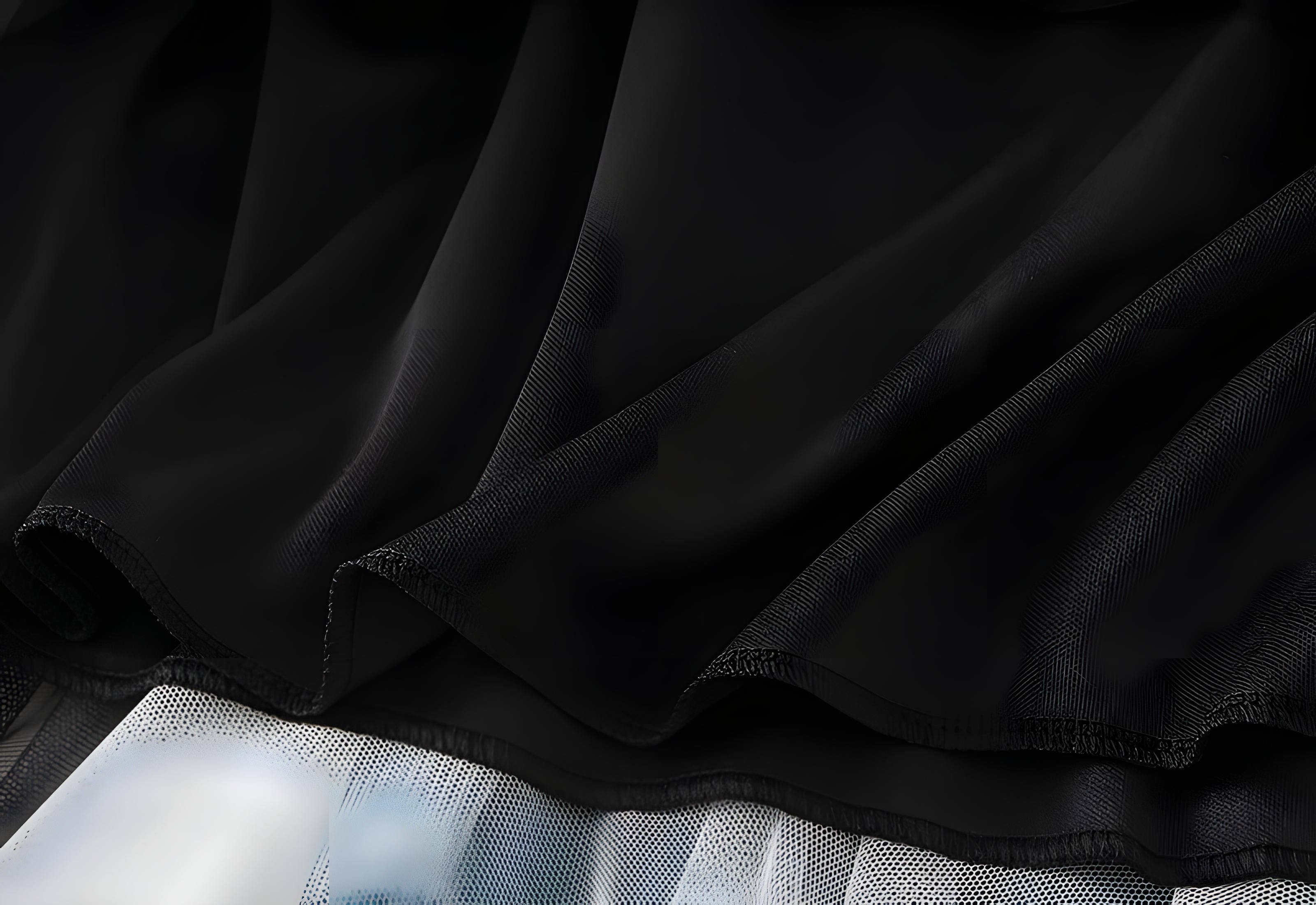 Multilayer Irregular Three Color Mesh Skirt - 8063_WHITE AND GREEN