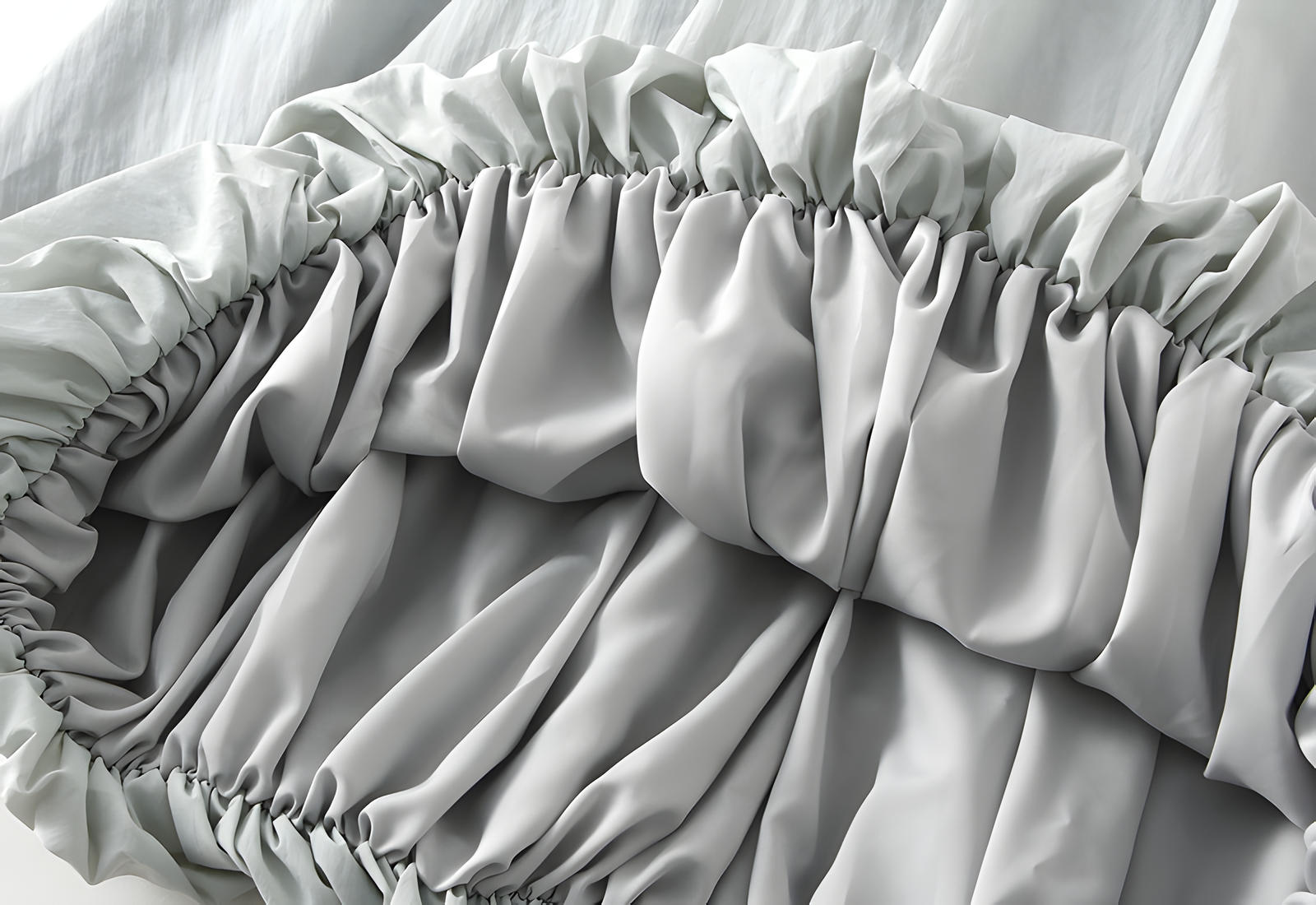 A-line High Waisted Mid Length Lantern Skirt With Both Side Pockets - 0503_GREEN