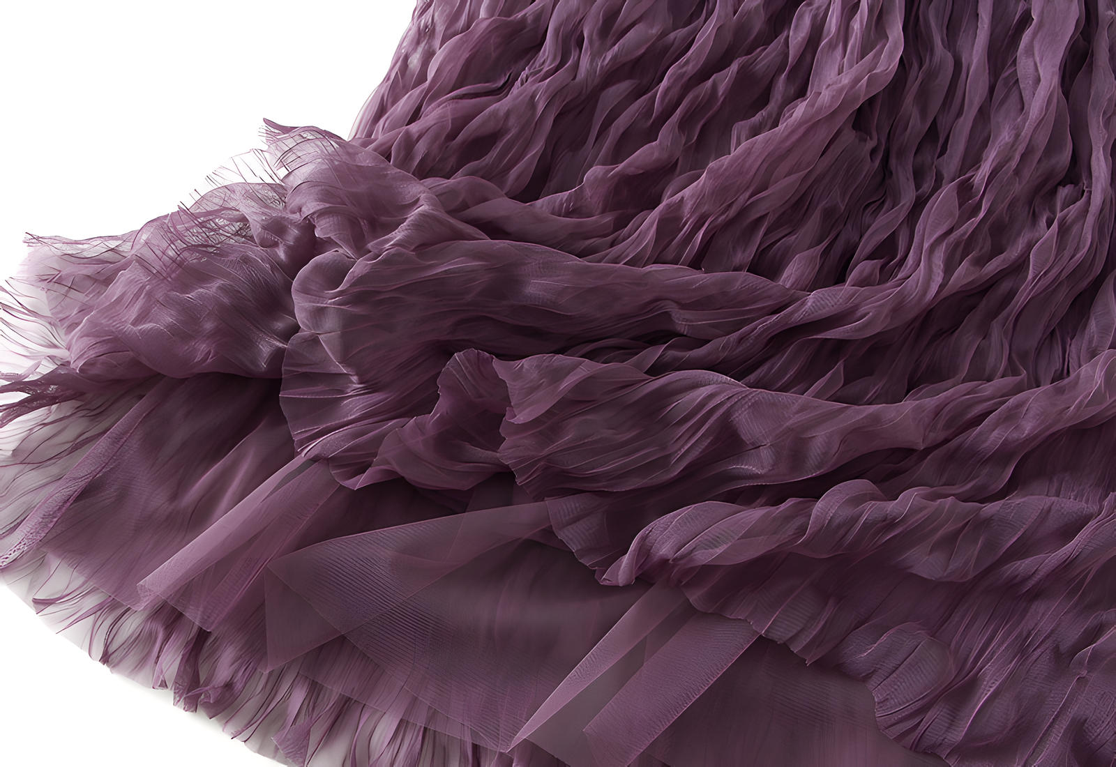 Multilayer Ripple Self Design A-Line Skirt	- J895_PURPLE