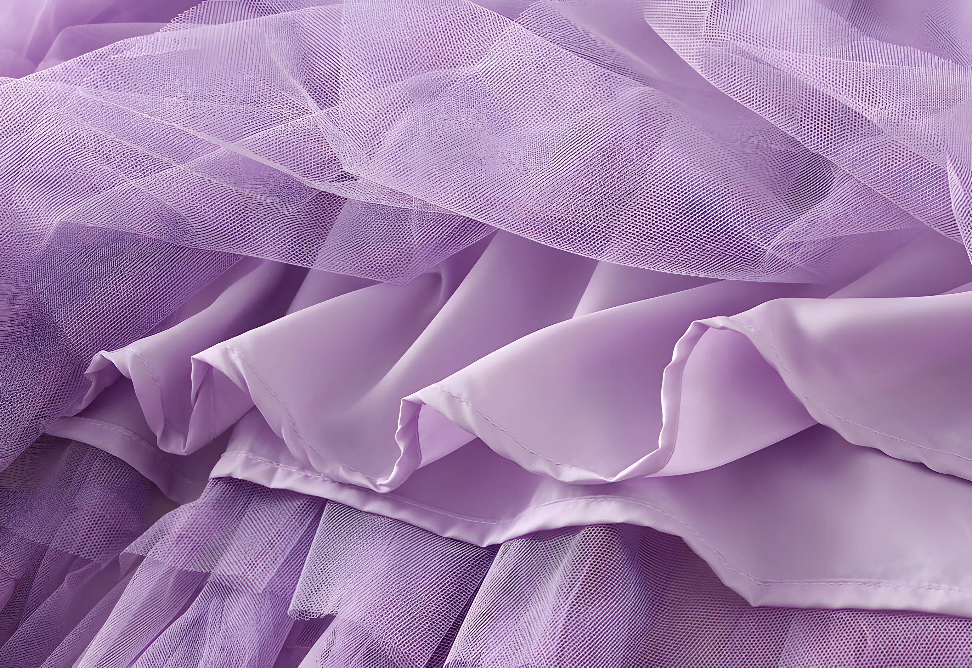 Extra large Hem Multilayer A-Line Mesh Skirt - 8023_PURPLE