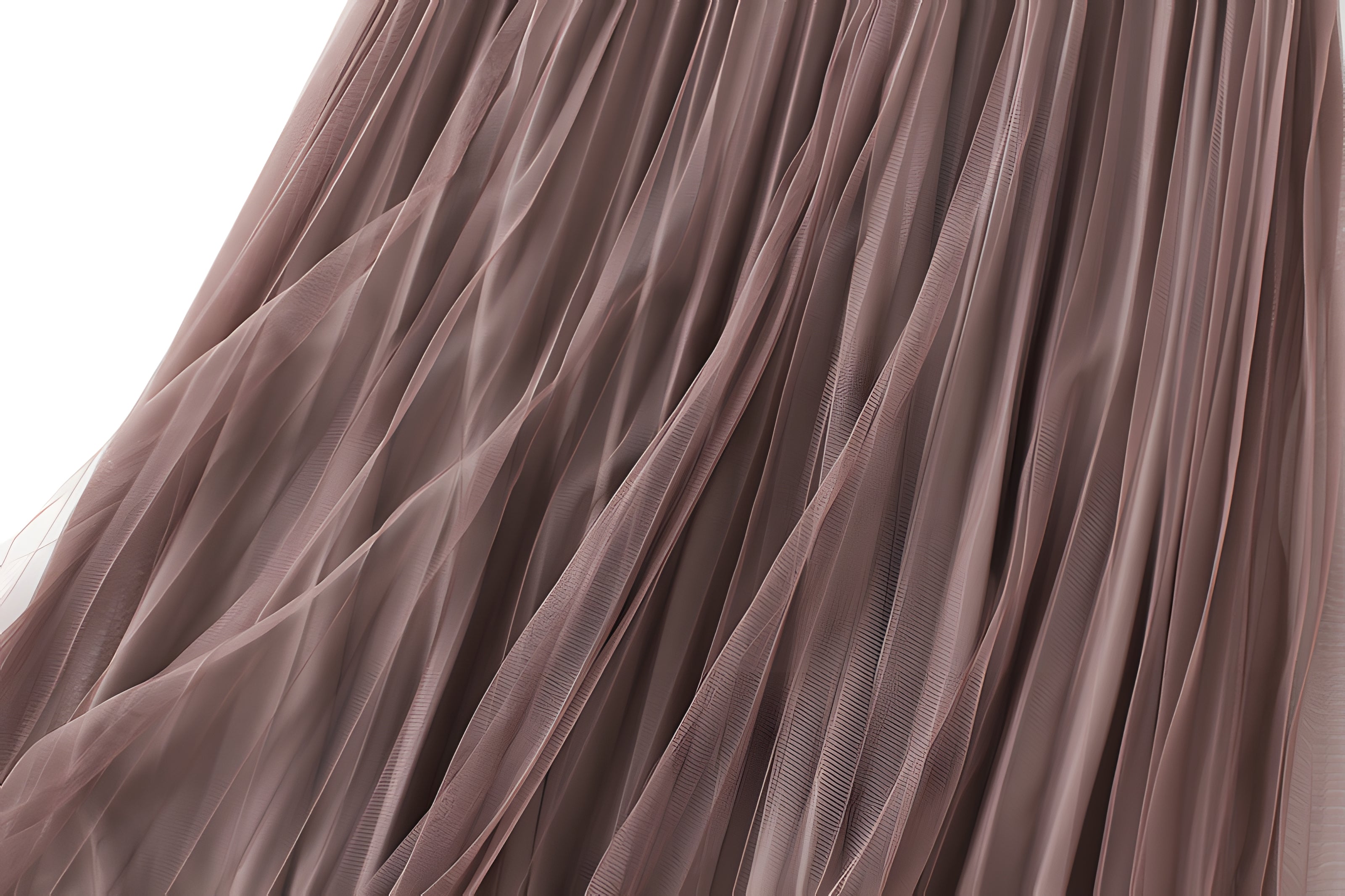 Velvet And Mesh Multilayer Pleated Skirt - 3319_KHAKI