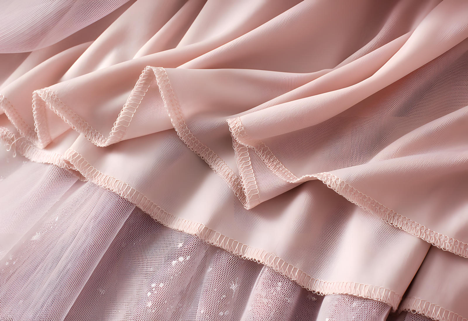 Multilayer Mesh Gauze Sequinned Star Embroidered A Line Skirt	- 9801_PINK