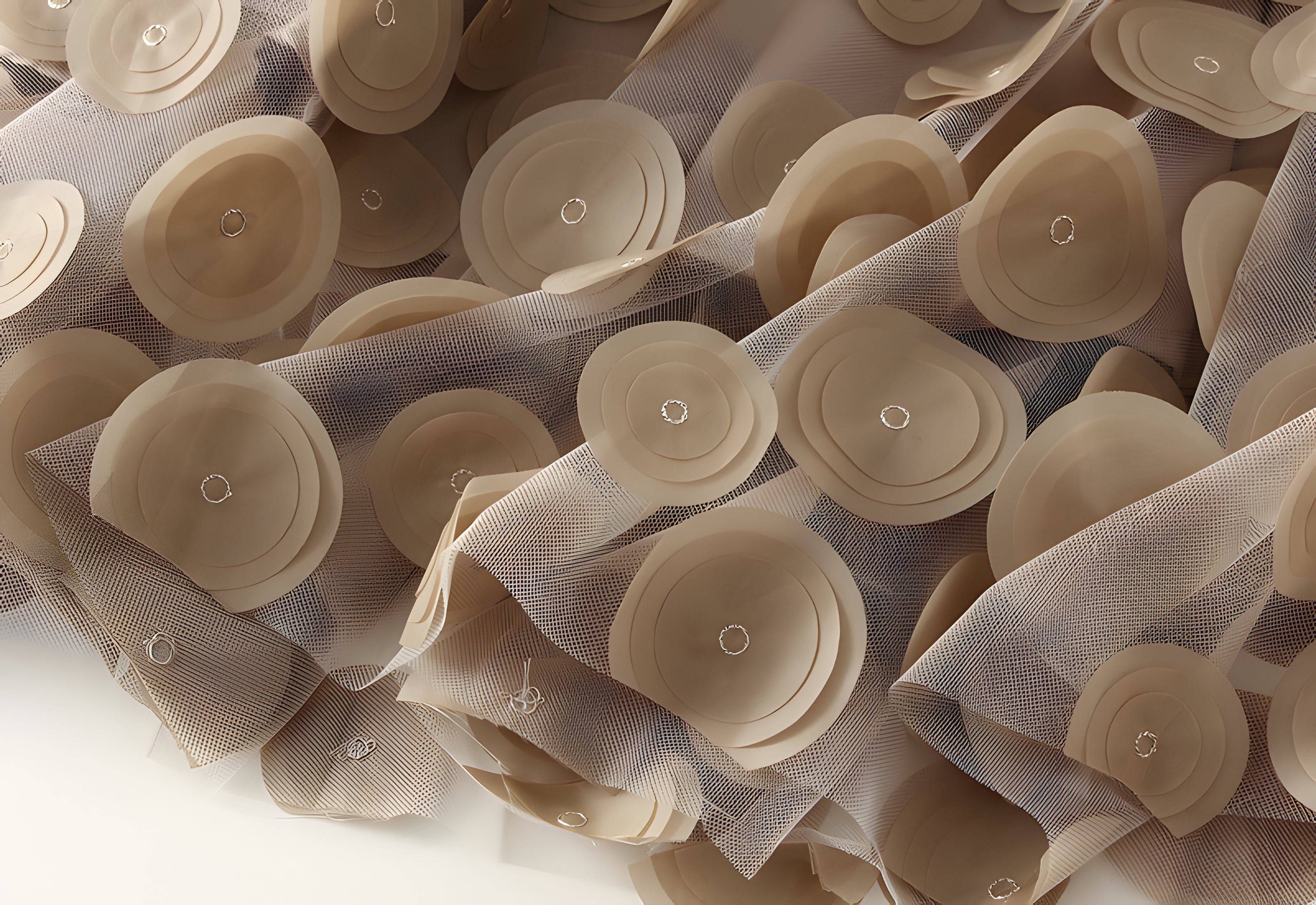 Polka Dot Hepburn Style Umbrella Mesh Skirt - 0931_KHAKI