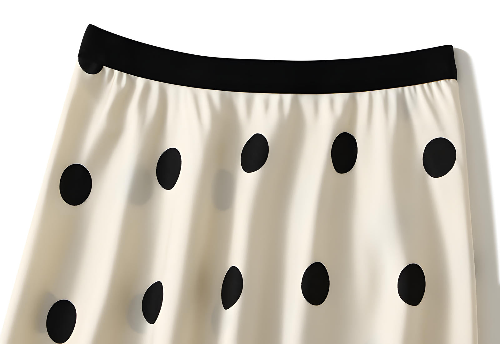 Polka Dot Retro A Line Satin Skirt - 9830_Big_WHITE