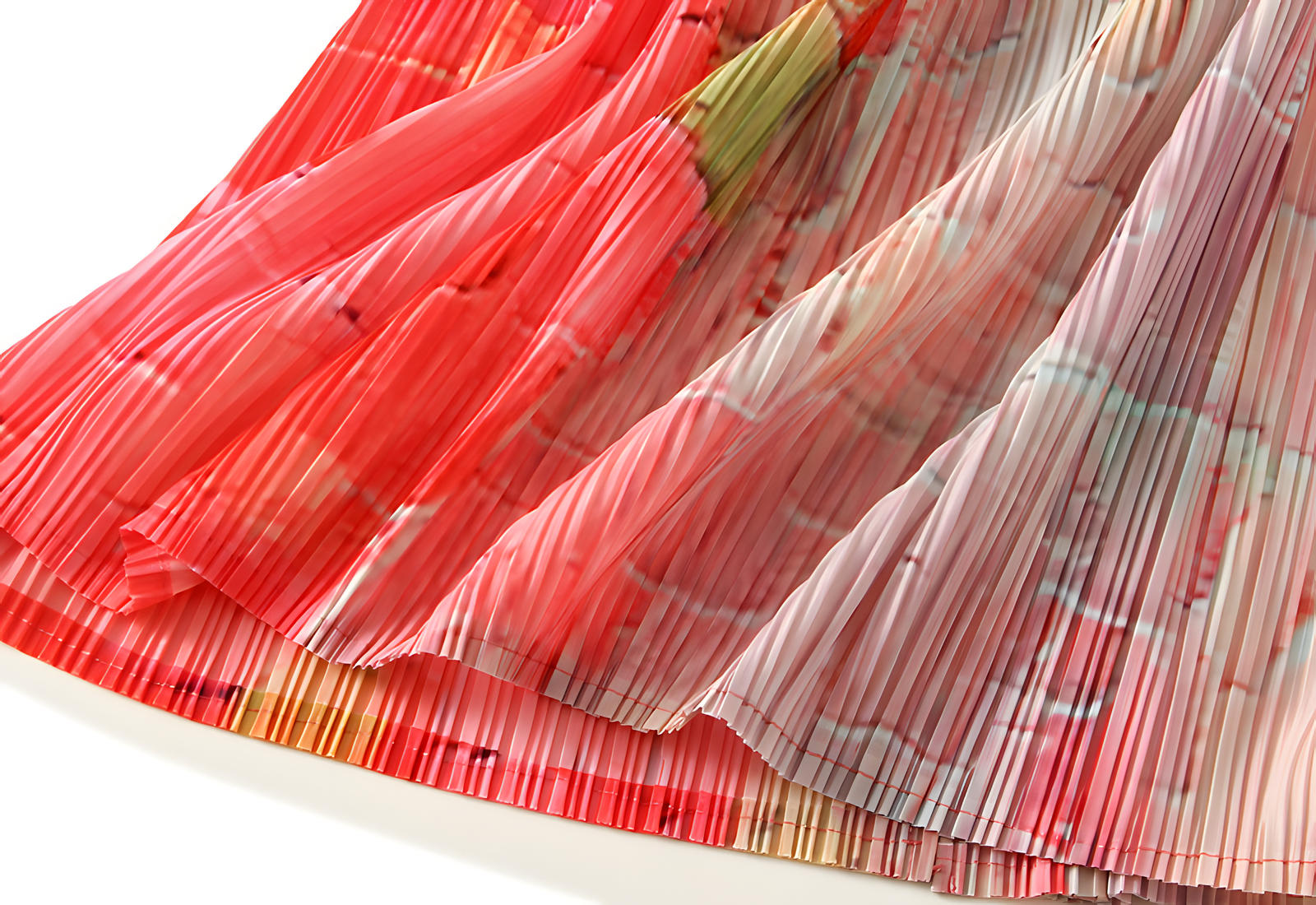 Miyaki Fold Self-Texture Back Slit Gradient Skirt - 0835_RED