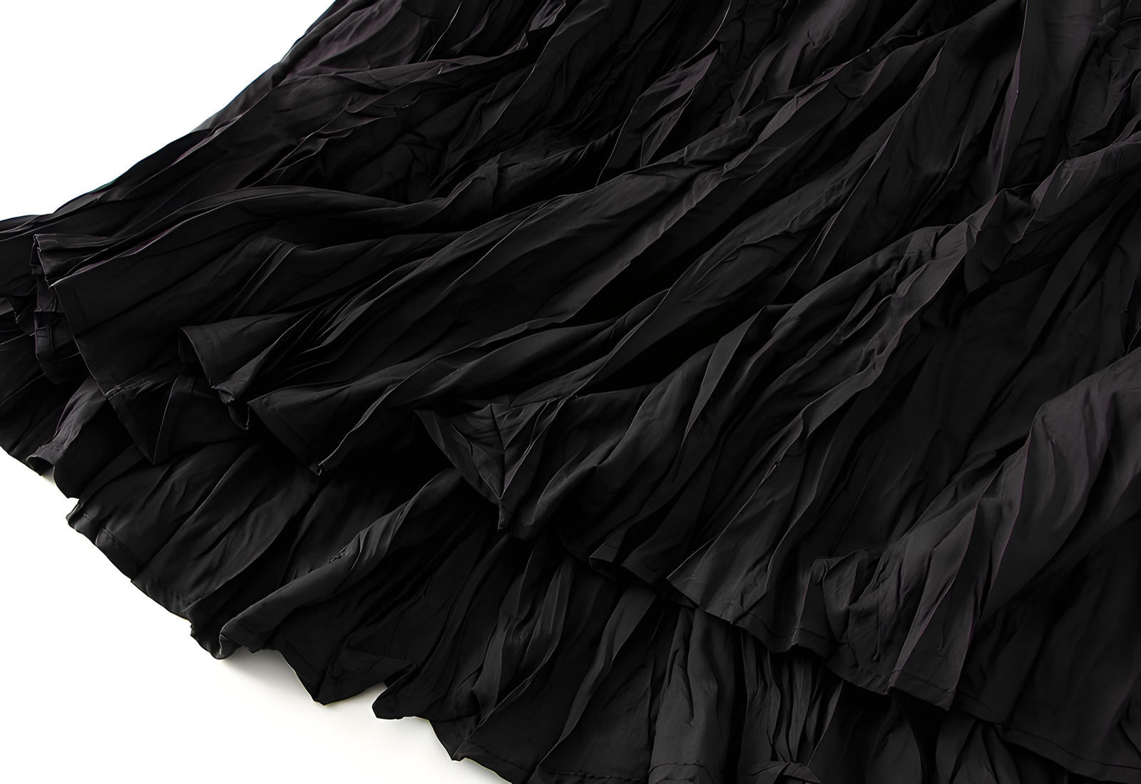Crushed Self Design Pleated A-Line Skirt	- 0323_BLACK