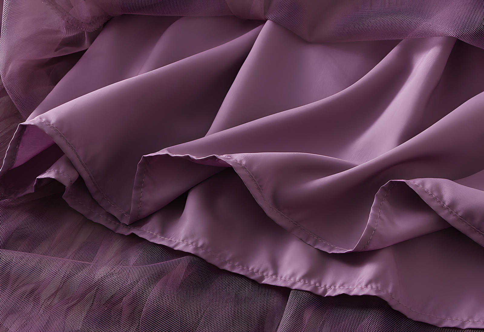 Multilayer Ripple Self Design A-Line Skirt	- J895_PURPLE