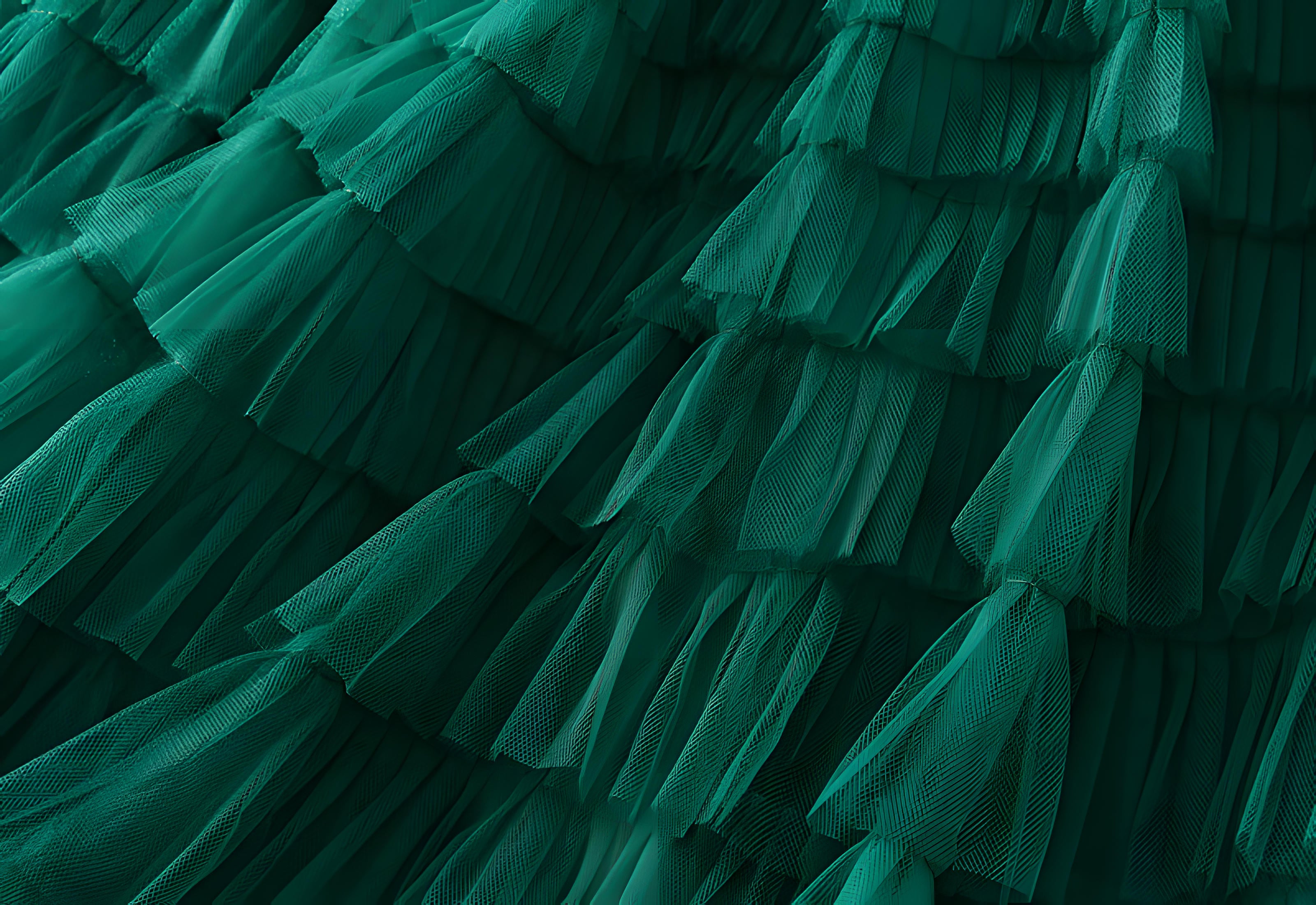 Heavy Mesh Gauze Multilayer Long Skirt With Satin Lining - 2210_DARK GREEN